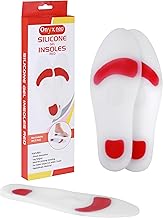 ONYXNEO Silicone Gel Insoles for Men, Women, Shoes, Footwear, Feet/Heel Pain -Hypoallergenic, Comfortable, Soft, Anti Slip Insole Ideal for Prolonged Standing (Red - L (UK Size 8-9.5))