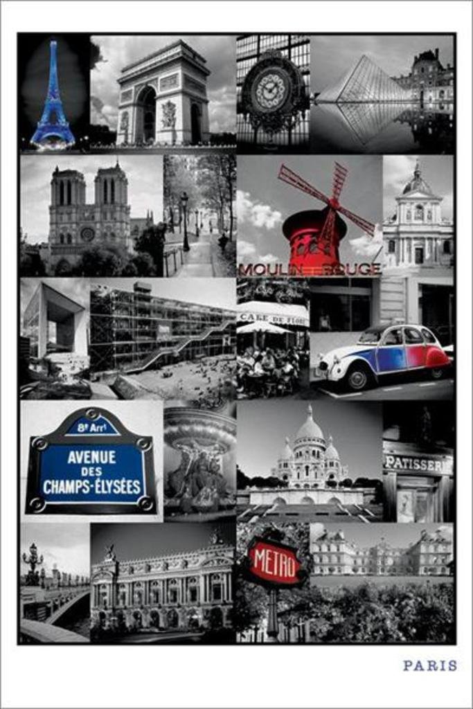 フランスモード画　立体的なコラージュ Amazon.co.jp: フランススナップショットパリ旅行写真コラージュ