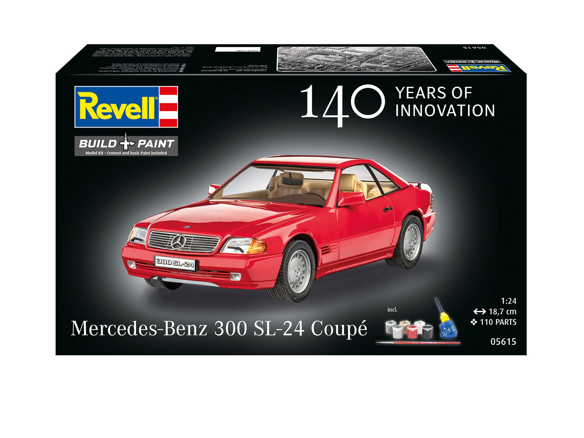 Revell Mercedes-Benz 300 SL-24 Coupé 05615 Mercedes Benz, 100 anni, scala 1:24, kit modellino in plastica non costruita con accessori