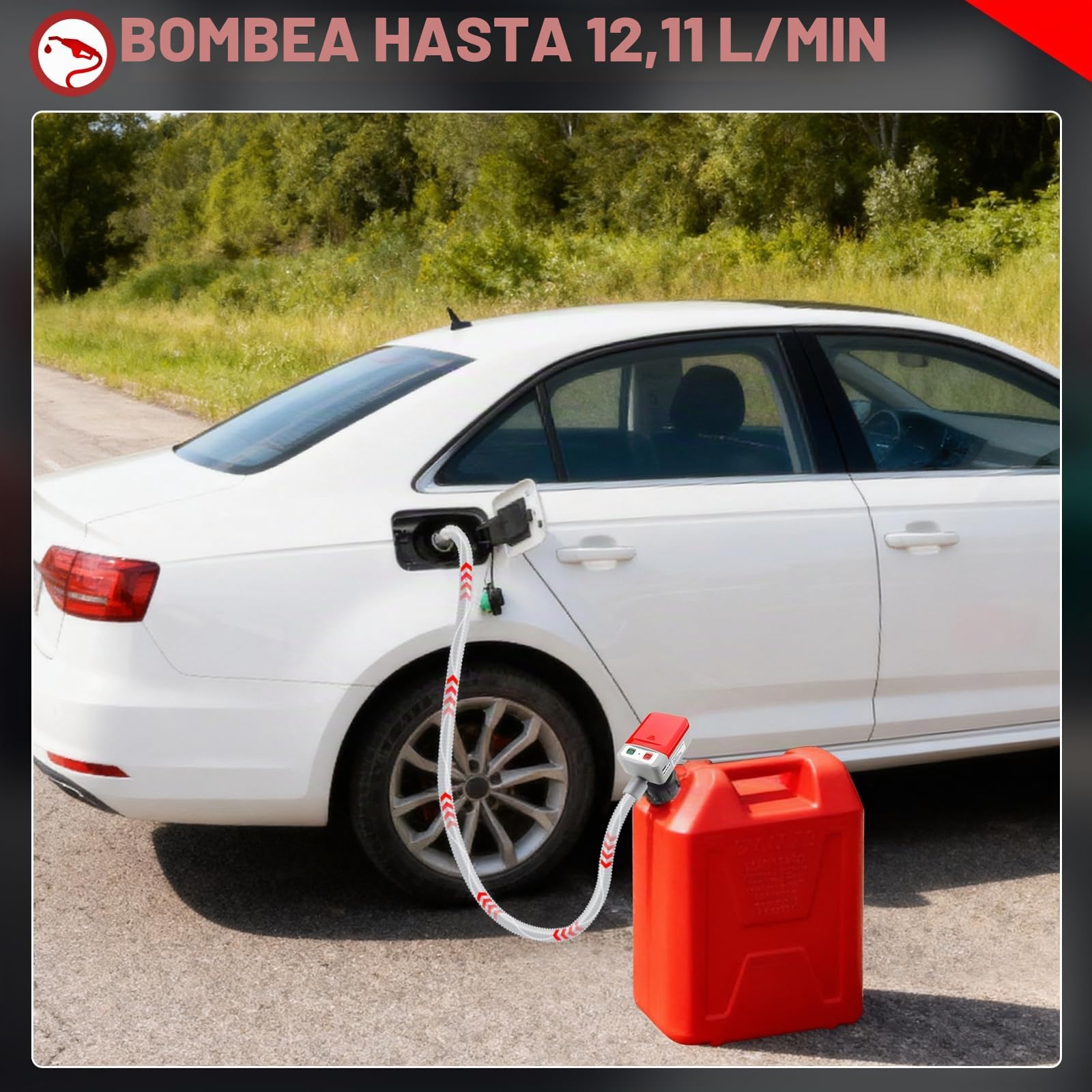 Bomba de Transferencia de Combustible con Sensor de Parada Automática Bomba de Combustible Eléctrica 12 V con USB-C para Transferencia de Gasolina Diésel (12 L/min) para Coche Autocaravana Generador
