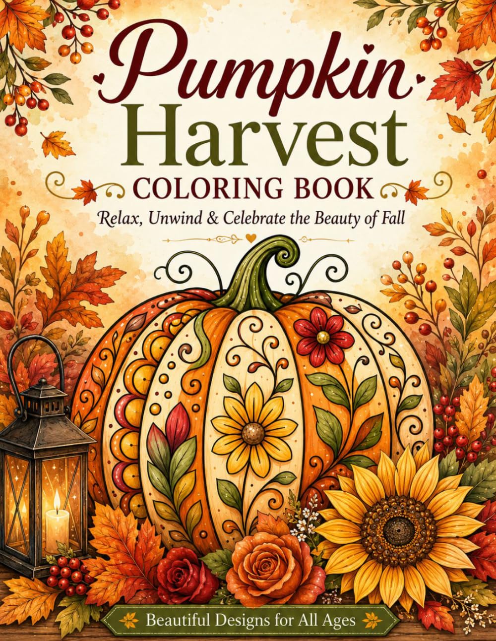 Pumpkin Harvest Coloring Book: Relax, Unwind & Celebrate the Beauty of Fall