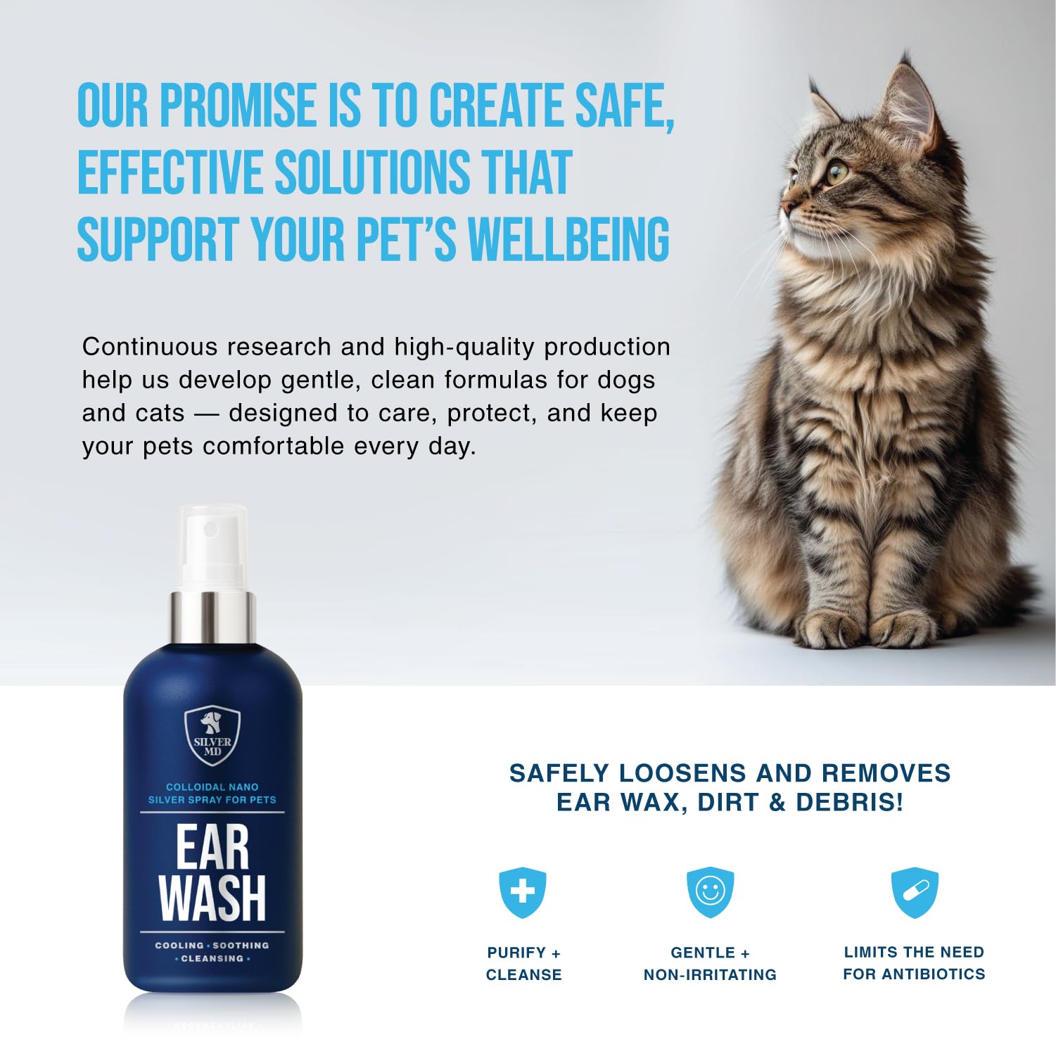 Pet Ear Wash Spray for Dogs & Cats, 8 oz Nano Silver Ear Cleaner, Gentle Ear Flush for Itchy Sensitive Ears, Soothing Cleansing Solution for Wax, Odor & Daily Ear Care - image 6
