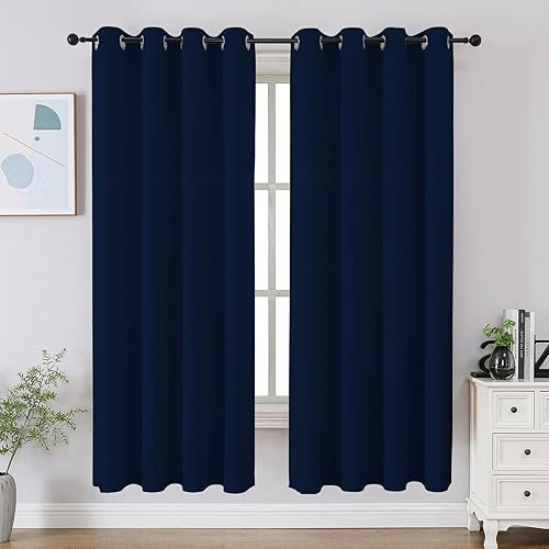 Miniatura 57 de CUCRAF Juego de 2 paneles de cortinas opacas negras de 54 pulgadas de largo, cortinas de oscurecimiento de habitación para sala de estar y