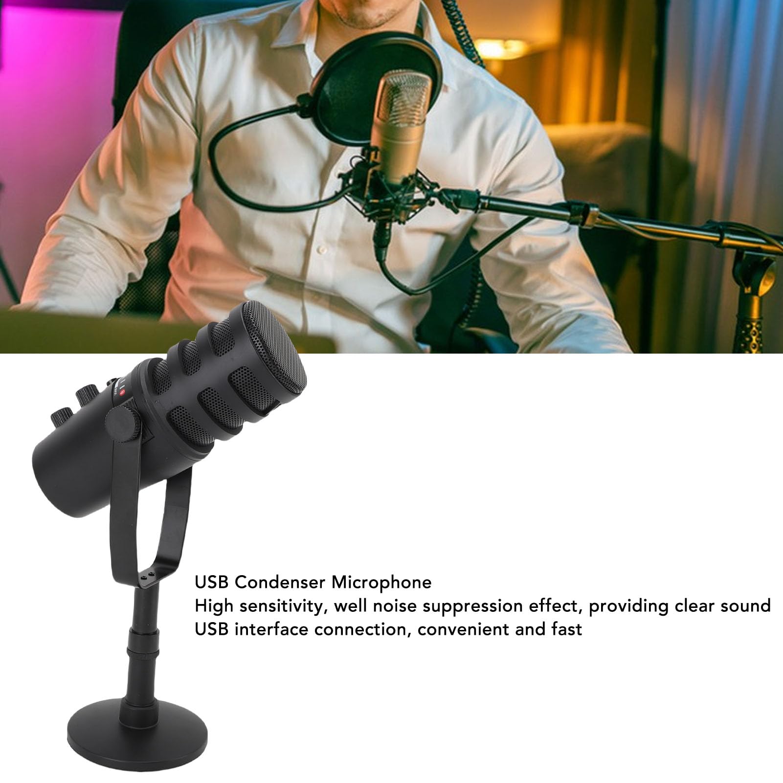 Denash USB Condenser Microphone, 192kHz/24Bit Wired PC Gaming Mic with Tripod & Pop Filter for Streaming, Podcast, PS 5