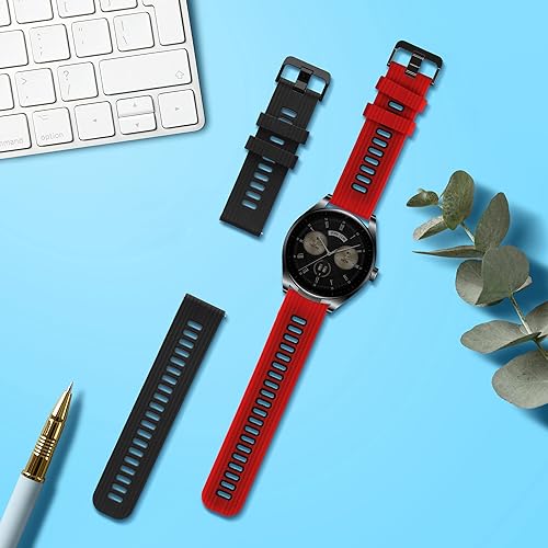 Miniatura 2 de kwmobile Correas compatibles con Huawei Watch Buds  GT3 SE Straps  2 correas de silicona de repuesto  NegroGrisRojoNegro
