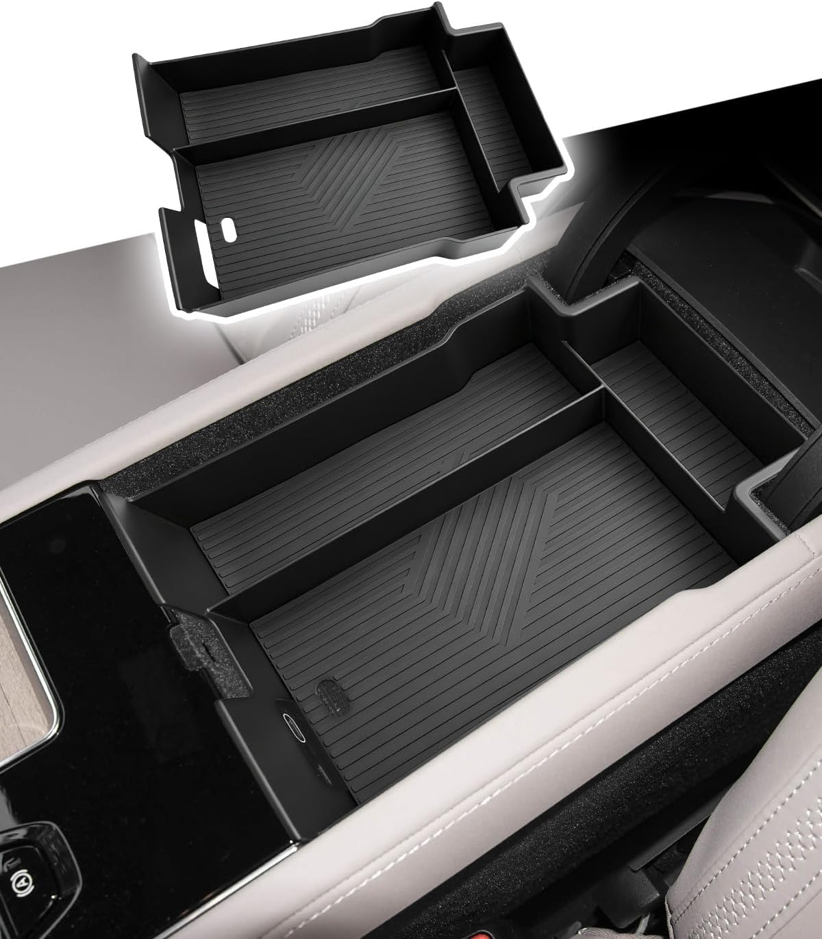 for 2026 Volvo XC90 Center Console Organizer Armrest Storage Tray – Drop-in Organizer Fits 2026+ XC90 All Trims (Core/Plus/Ultra) 5/6/7 Seat Configurations Interior Accessories