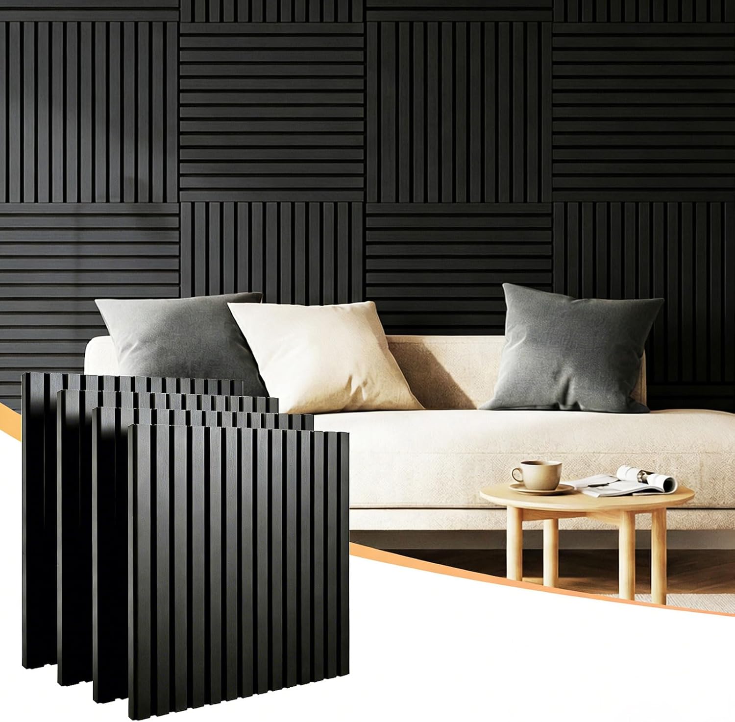 Acoustic Panels 4 Pack Self-Adhesive Upgrade,23.62"X23.62" Sound Proof Wall Panels for Walls,Acoustic Wall Panels High Density Sound Absorbing for Gaming&Studio Decor,Matte Black