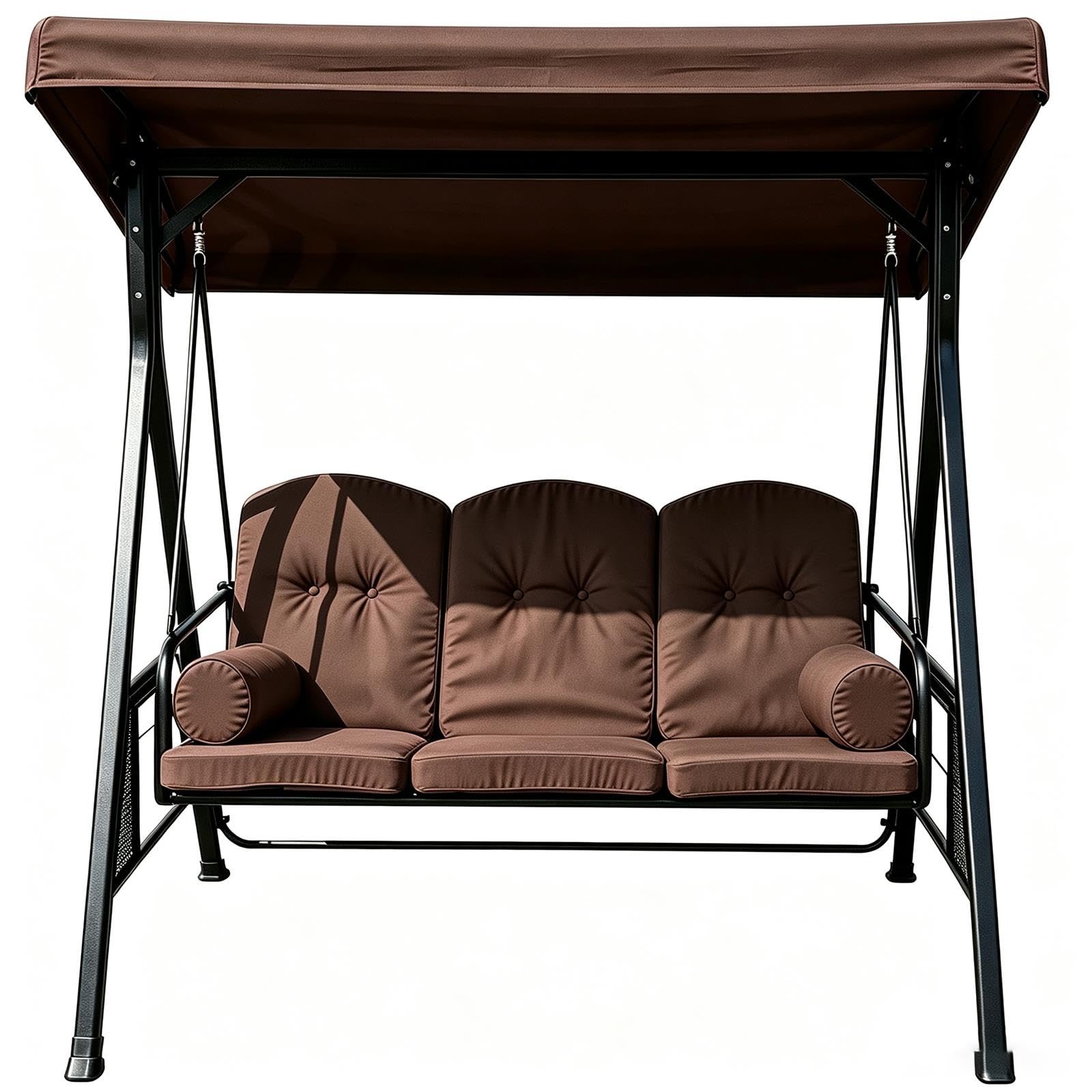 Tettuccio di Ricambio per Dondolo 3 Posti da Esterno Impermeabile | Tessuto poliestere 600D 250g/m², resistente agli strappi, facile da pulire(Brown,75.20*47.24*8.66*6.69in)