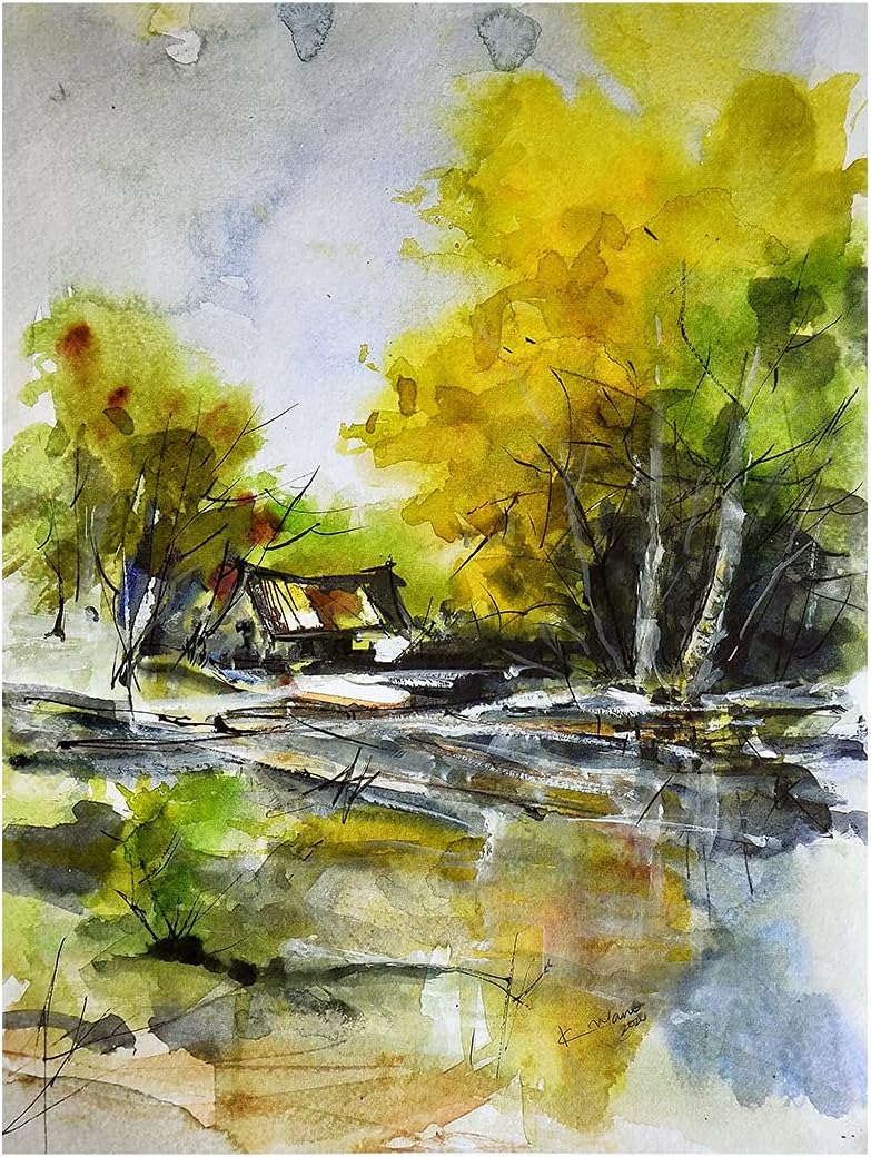Manomaya Landscape art print Giclee (handmade Paper Roll, Small 10 x 14 Inch)