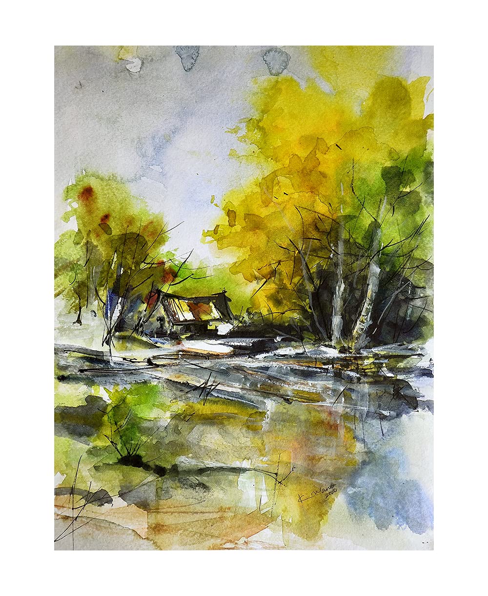 Manomaya Landscape art print Giclee (handmade Paper Roll, Small 10 x 14 Inch)