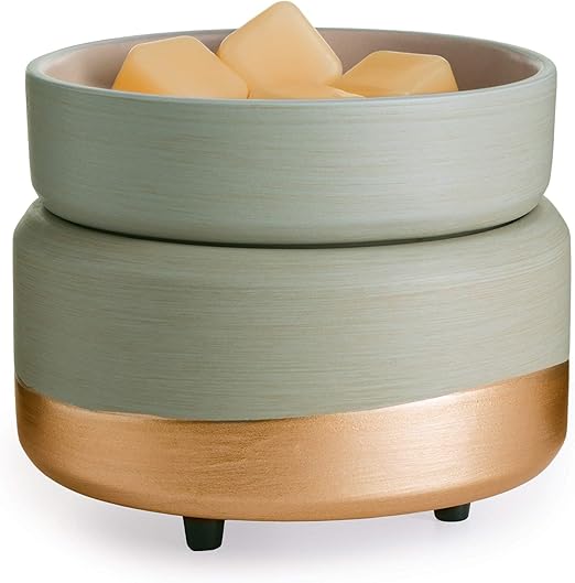 CANDLE WARMERS ETC 2-in-1 Candle and Fragrance Warmer for Warming Scented Candles or Wax Melts and Tarts with to Freshen Room, Midas
