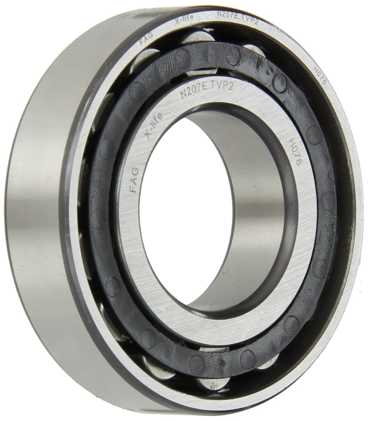 FAG Bearings N207E-TVP2 Single Row Cylindrical Roller Bearing, Straight Bore, Removable Outer Ring, High Capacity, Normal Clearance, Metric, 35mm ID, 72mm OD, 17mm Width