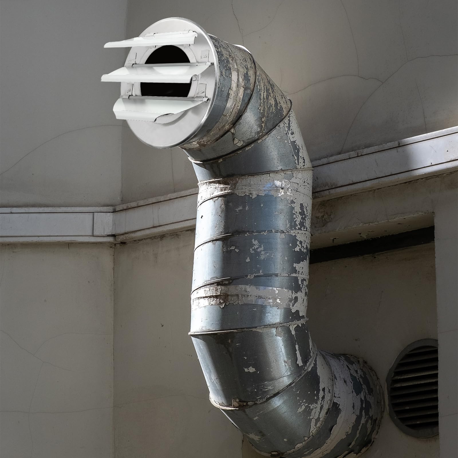 PATIKIL Cubierta de ventilación de aluminio de 12 pulgadas, rejilla de ventilación de persiana de ventilación automática de gravedad redonda, cubierta de ventilación de cierre automático para sistema