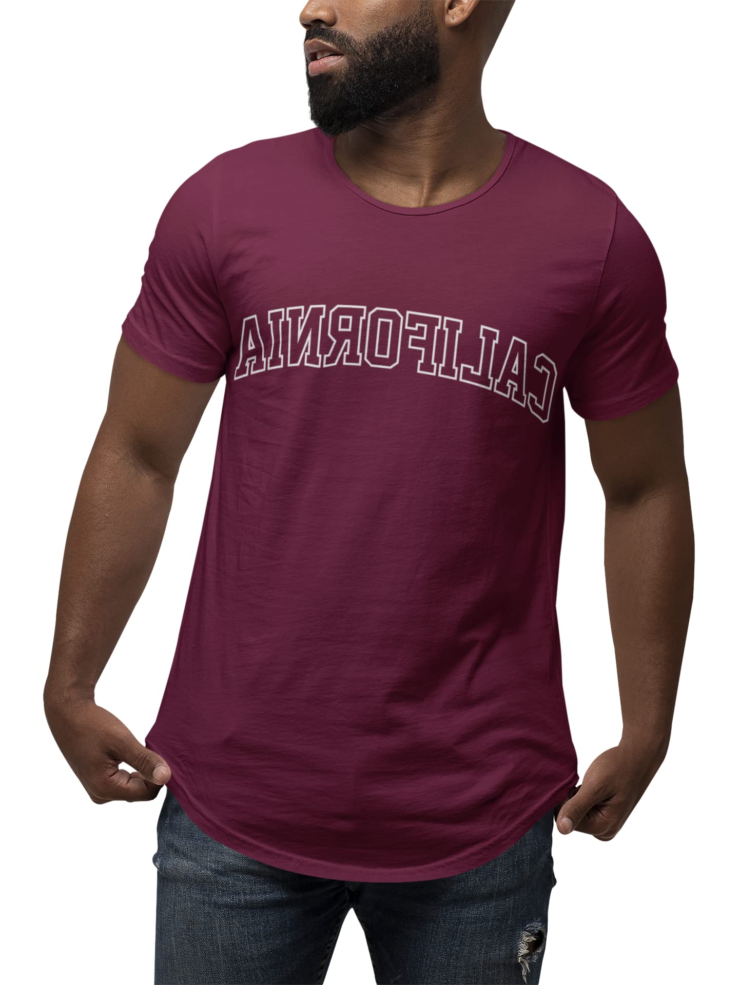 ShirtBANCMens Graphic California Reverse Dropcut Shirt CA Lifestyle Tee, XS-3XL