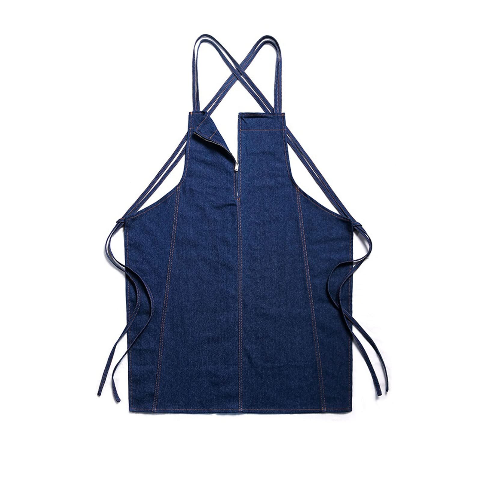 Delantal de Mezclilla Delantal de peluquería Cafetería Leche Té Tienda Camarero Herramientas Delantales para Hombres y Mujeres (Azul)