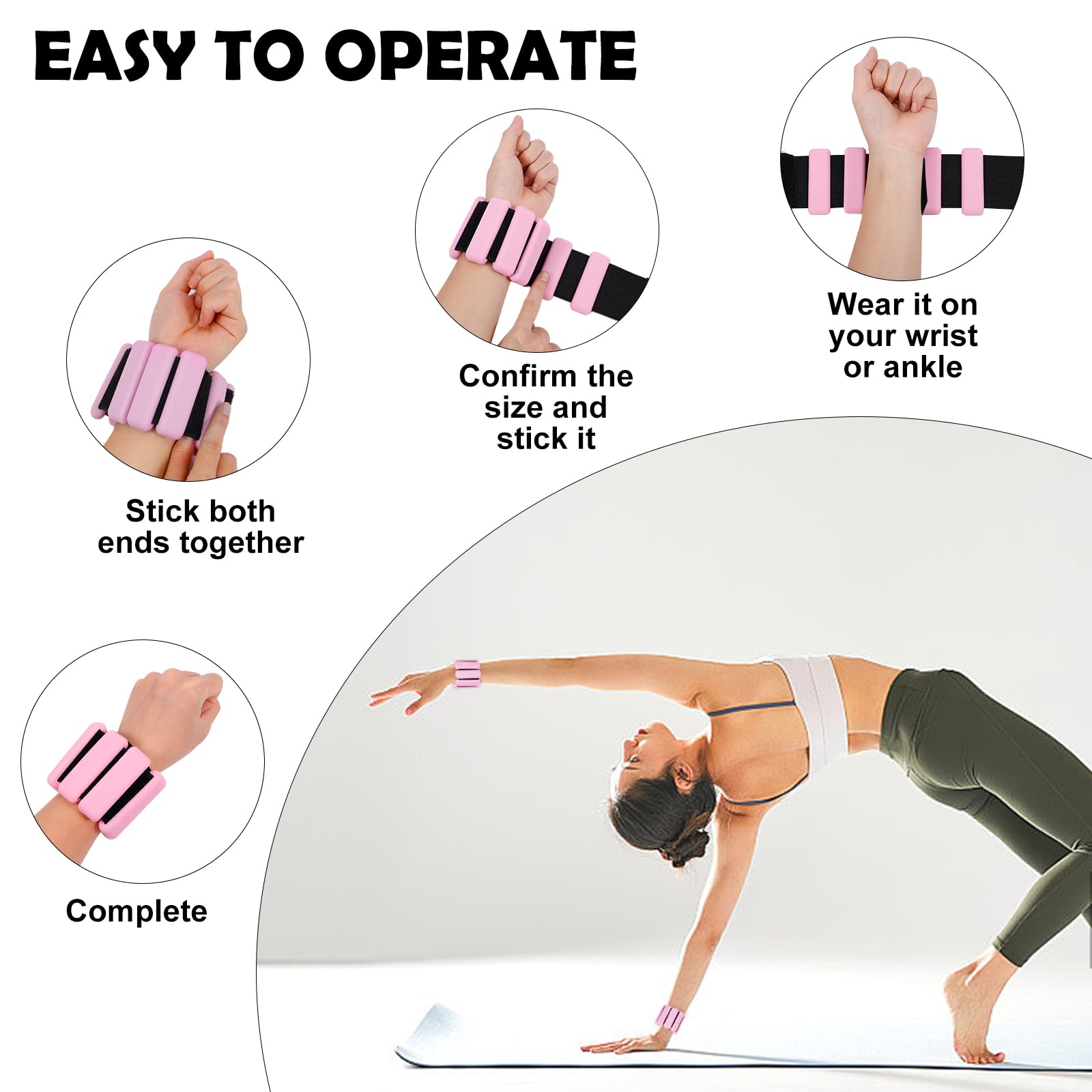 Zorplex 2 Pezzi Pesi da Polso, Pesi da Caviglia Regolabili (0,45 kg ciascuno), Bracciali Fitness Portatili per Camminata, Jogging, Yoga, Pilates, Aerobica ed Esercizi in Palestra