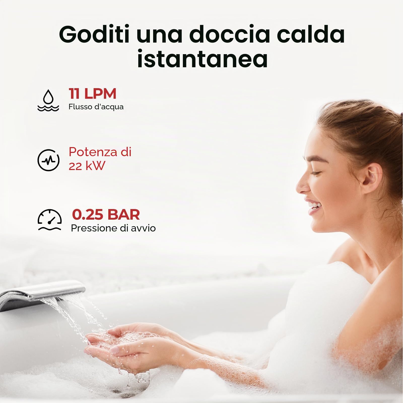 CAMPLUX BD300NG Scaldabagno a Gas 11 Litri, ErP/Low NOx, a Metano, 20mbar, 22kW, 3V, Bianco