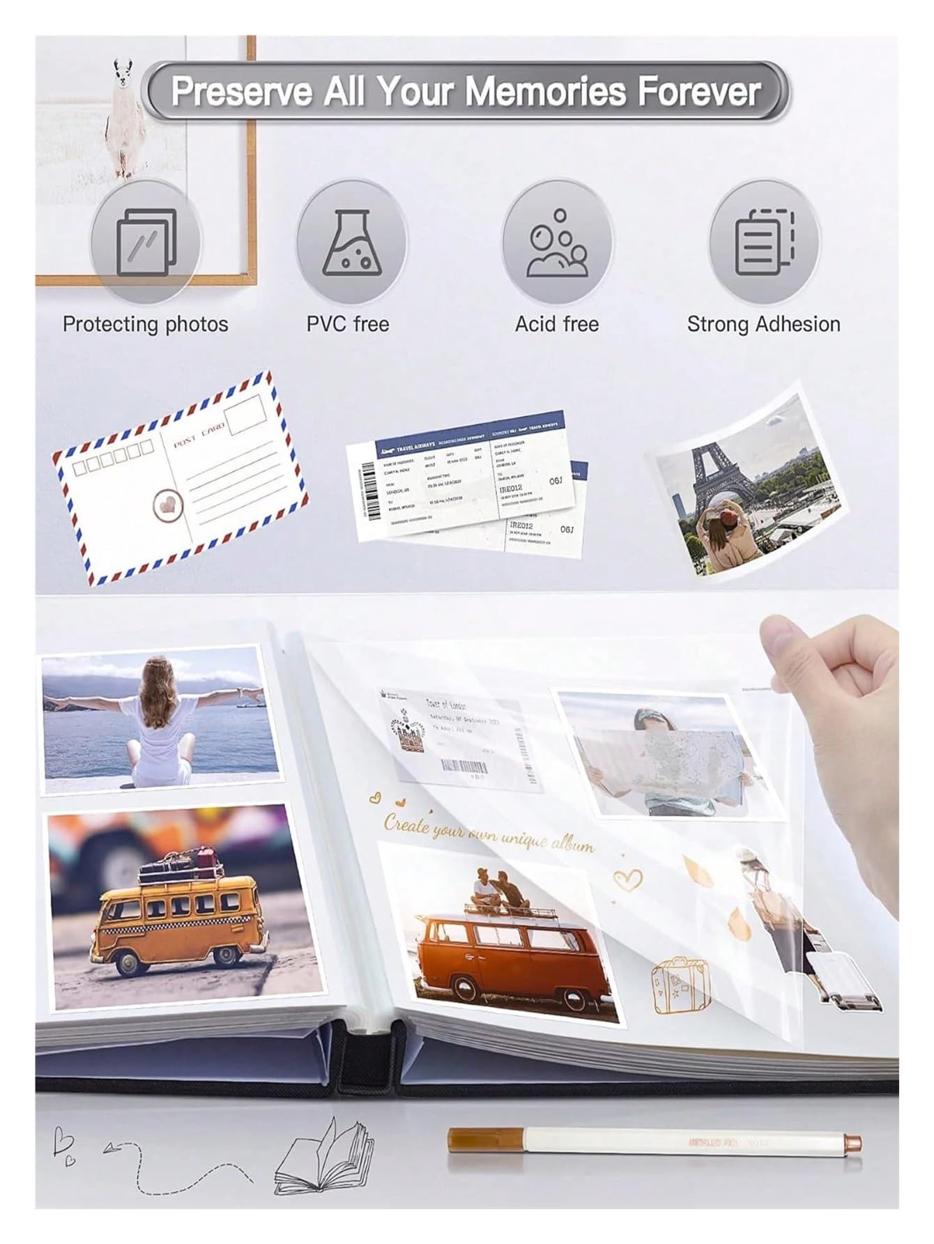 Album Fotos 1pc Linen Photo Album Self Adhesive Scrapbook For 2x3 4x6 5x7 8x10 Pictures DIY Book Birthday Gifts For Women Mom(Red-A)