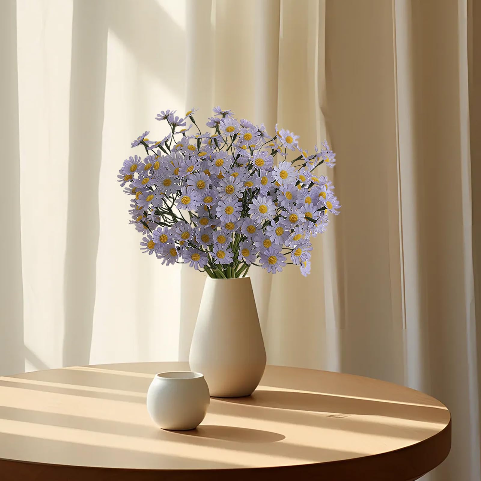 Fiori Artificiali Margherite 4 Pezzi Finti Selvatici con steli Finti arbusti Verdi Piante finte Bouquet Finto per Matrimonio Bouquet da Sposa Decorazioni per casa Giardino Feste (F)