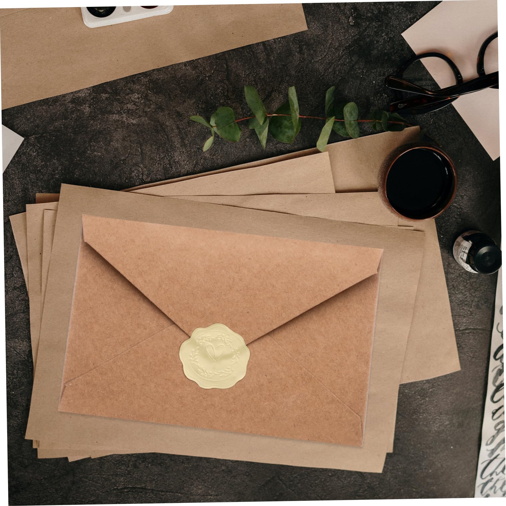 LALAFINA 4juegos De Invitación Vintage Pegatinas De Kraft Retro Para Tarjetas De Felicitación Bodas Especiales