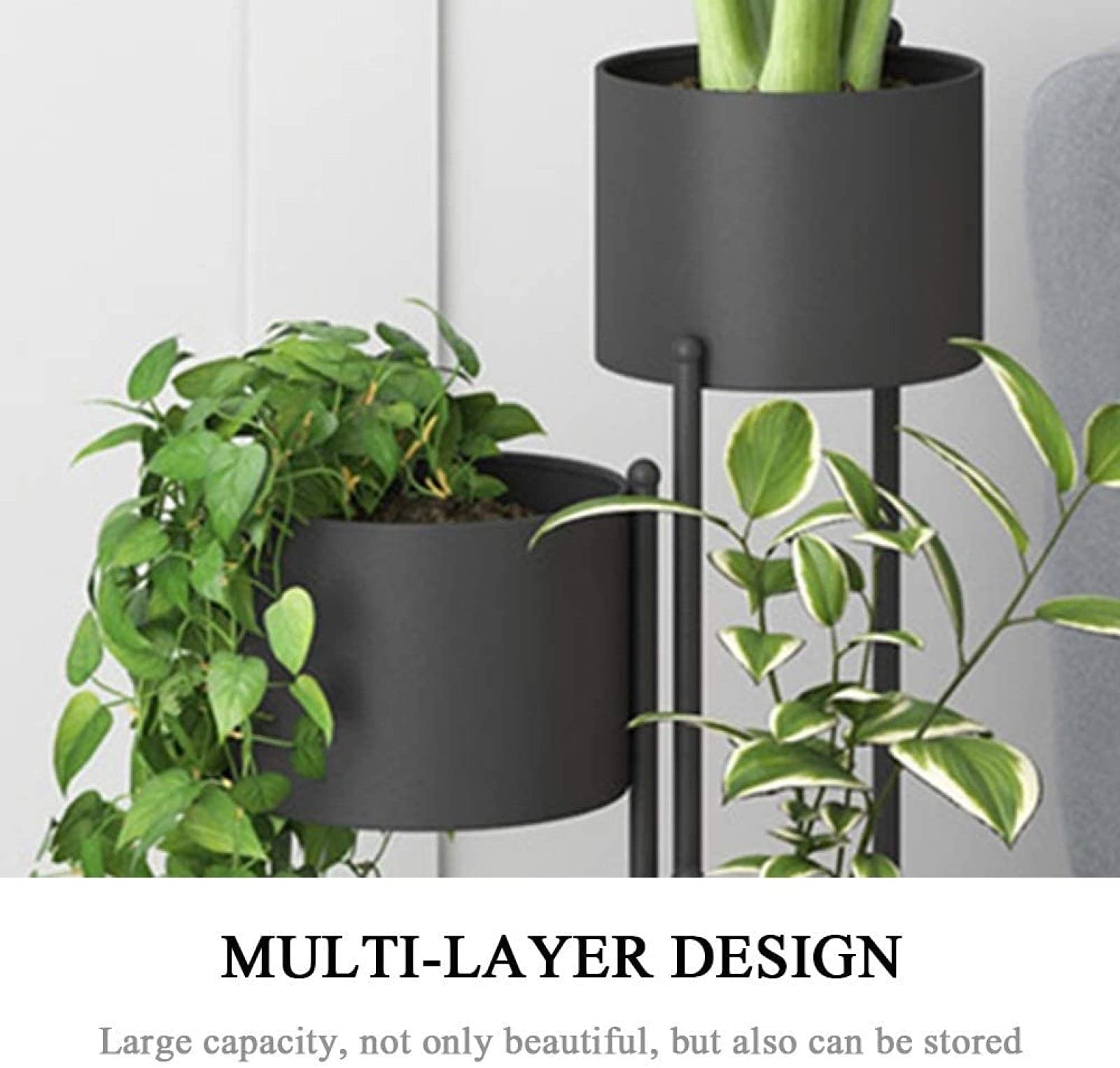 Support pour Plantes d'intérieur, Support pour Plantes en métal à Plusieurs Niveaux, Support pour Plantes en Pot de Fleurs 79,5 x 40 cm Déco, Noir
