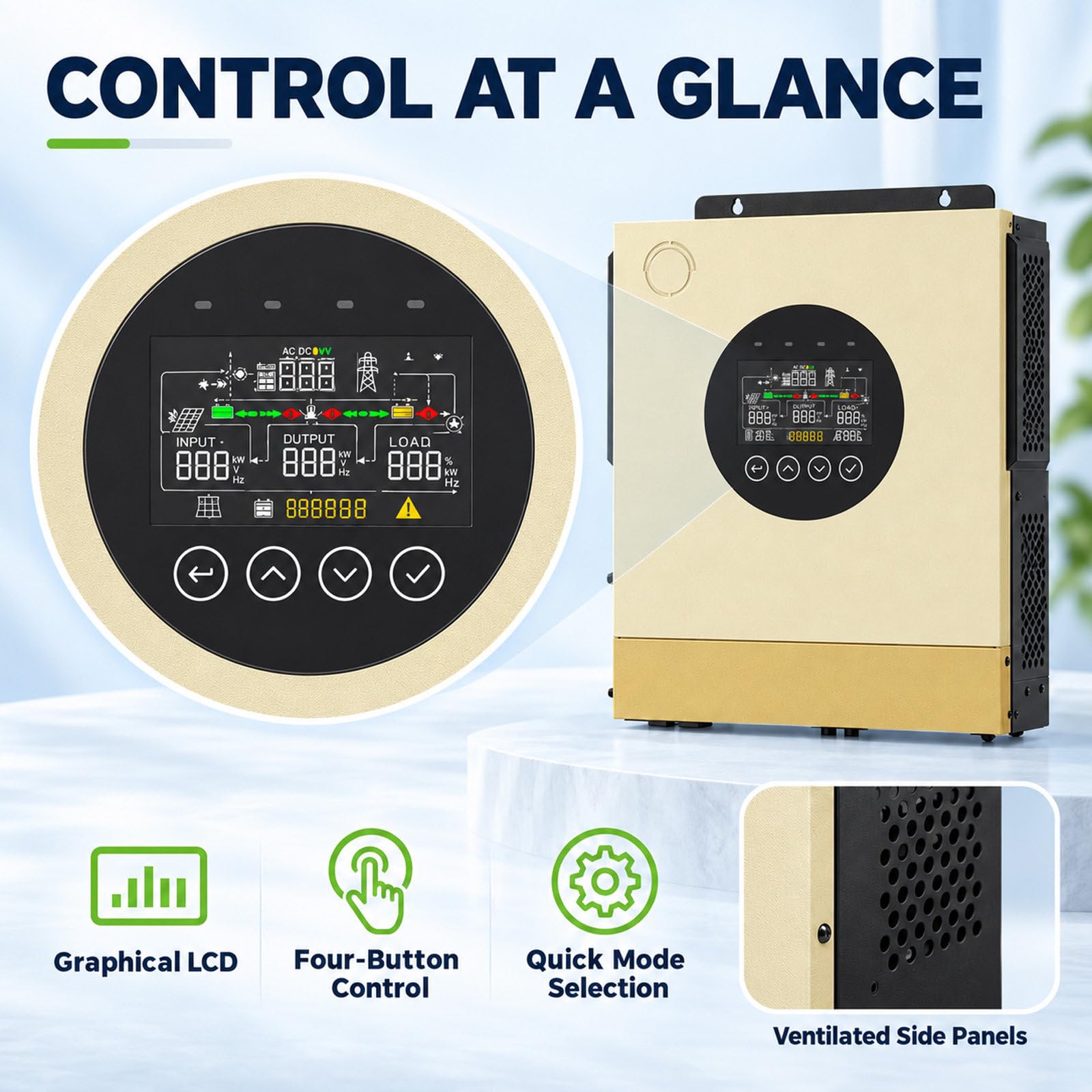 Inversor solar híbrido de 6500 W y 48 V con doble salida de CA Gold