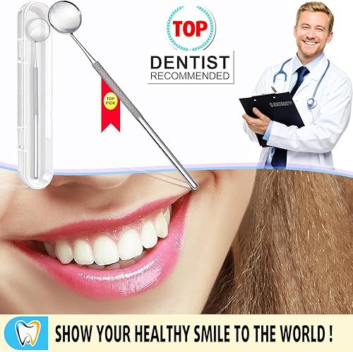 Miniatura 6 de G.CATACC Espejo dental, herramienta de dentista de acero inoxidable para limpieza de dientes, espejo de inspección bucal con caja de almacenamiento