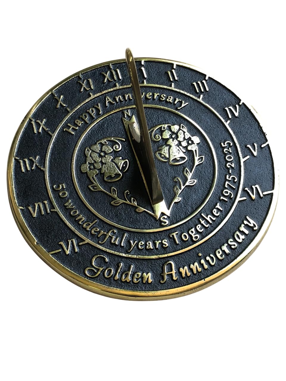 NauticalMart 50th Golden Wedding Anniversary Sundial Gift Heavy Duty Brass Home Decor Or Garden Present Idea for Parents, Grandparents, Friends, Couples 50 Years Marriage (8 Inches)