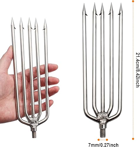Miniatura 3 de Arpón de pesca, de acero inoxidable, lanza de púas de aleación de aluminio, con tornillo de 0.315 in para pesca al aire libre, aterrizaje de rana de