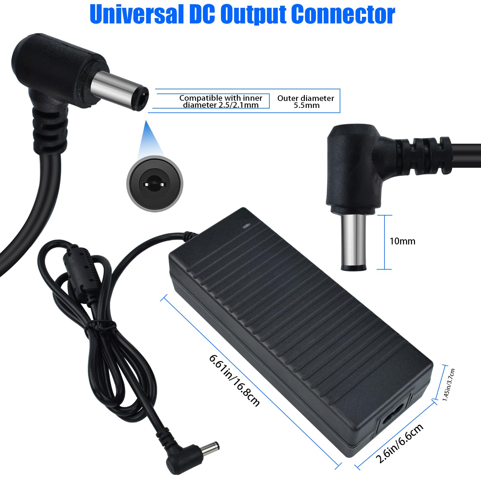 24 V, 8 A, zasilacz 192 W, konwerter napięcia AC 100-240 V na DC 24 V, uniwersalny zasilacz z wtyczką 5,5 x 2,5 mm do taśm LED, kamery monitorującej, monitora LCD
