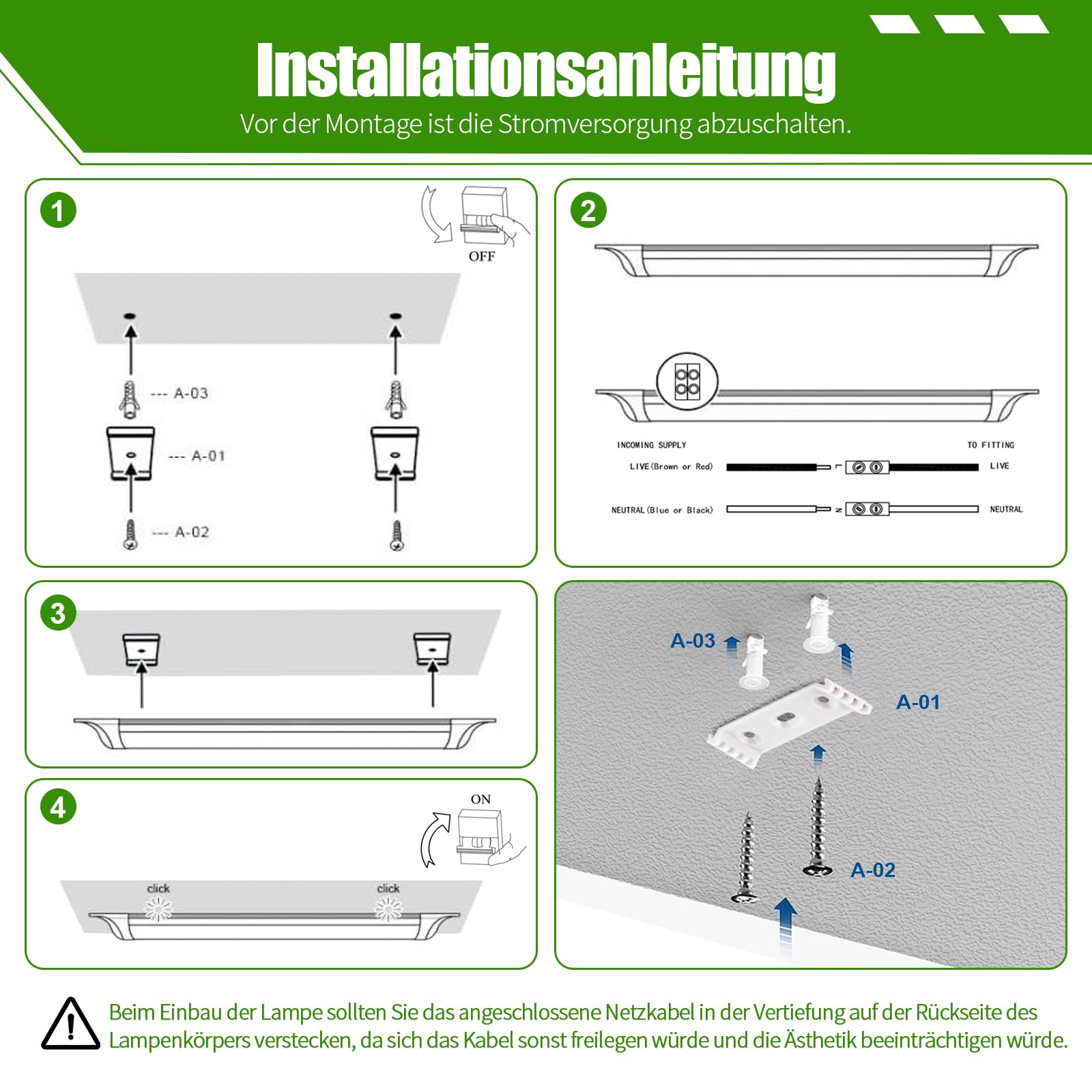 4 Stück LED Rohre 120cm 36w 4000K Ultradünne LED Lichtleisten Und Eignen Sich für Garagen, Keller, Werkstätten, Büros Und Lagerhallen.