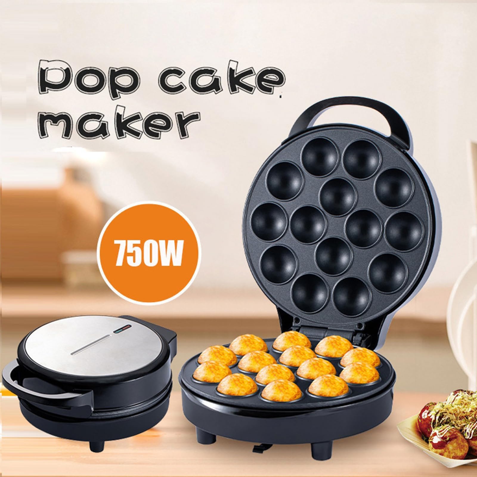 Machine à cupcakes électrique avec revêtement antiadhésif, indicateur LED, chauffage double face pour gâteau d'anniversaire et desserts