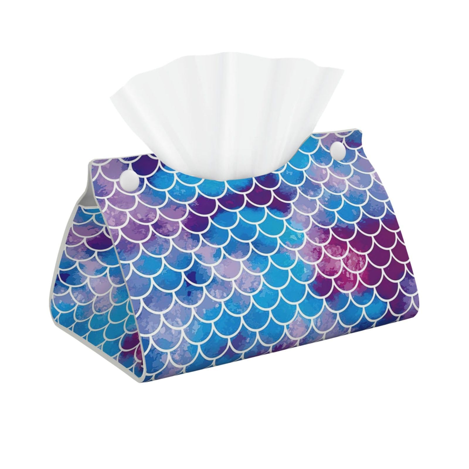 Mermaid Fish Scale Print Long Tissue Box Cover Tissue Dispenser Box For Living Room, Office, Car, Bathroom