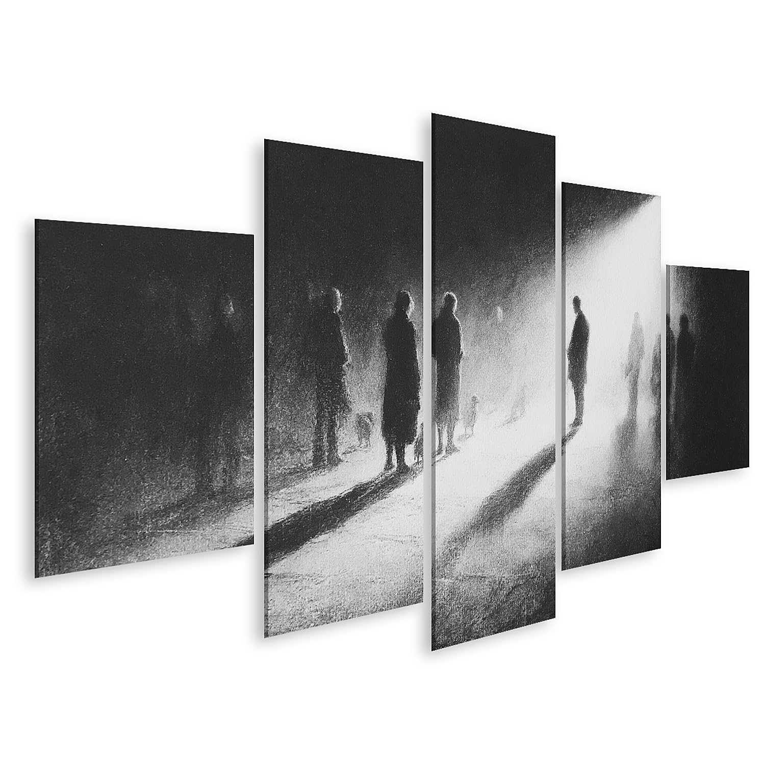 islandburner Bild auf Leinwand Dramatische Silhouetten Kunstdruck für Wohnzimmer - Für Kunstliebhaber - 5-teilig