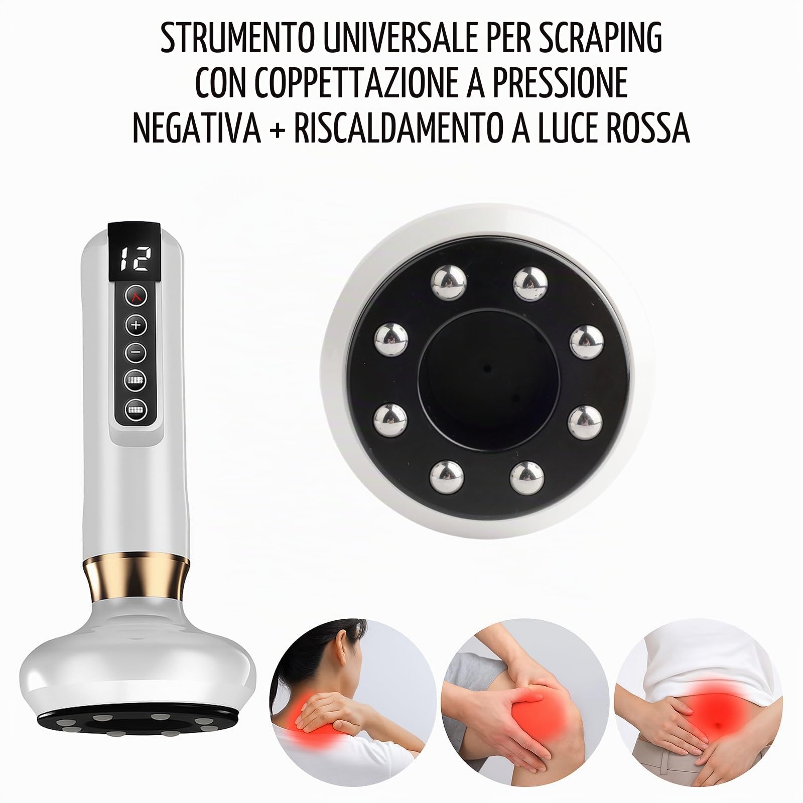 Dispositivo di drenaggio linfatico – Anti cellulite, massaggiatore elettrico a 12 marce, massaggiatore a mano per addome e braccia, ritenzione idrica e dispositivo terapeutico contro linfedema