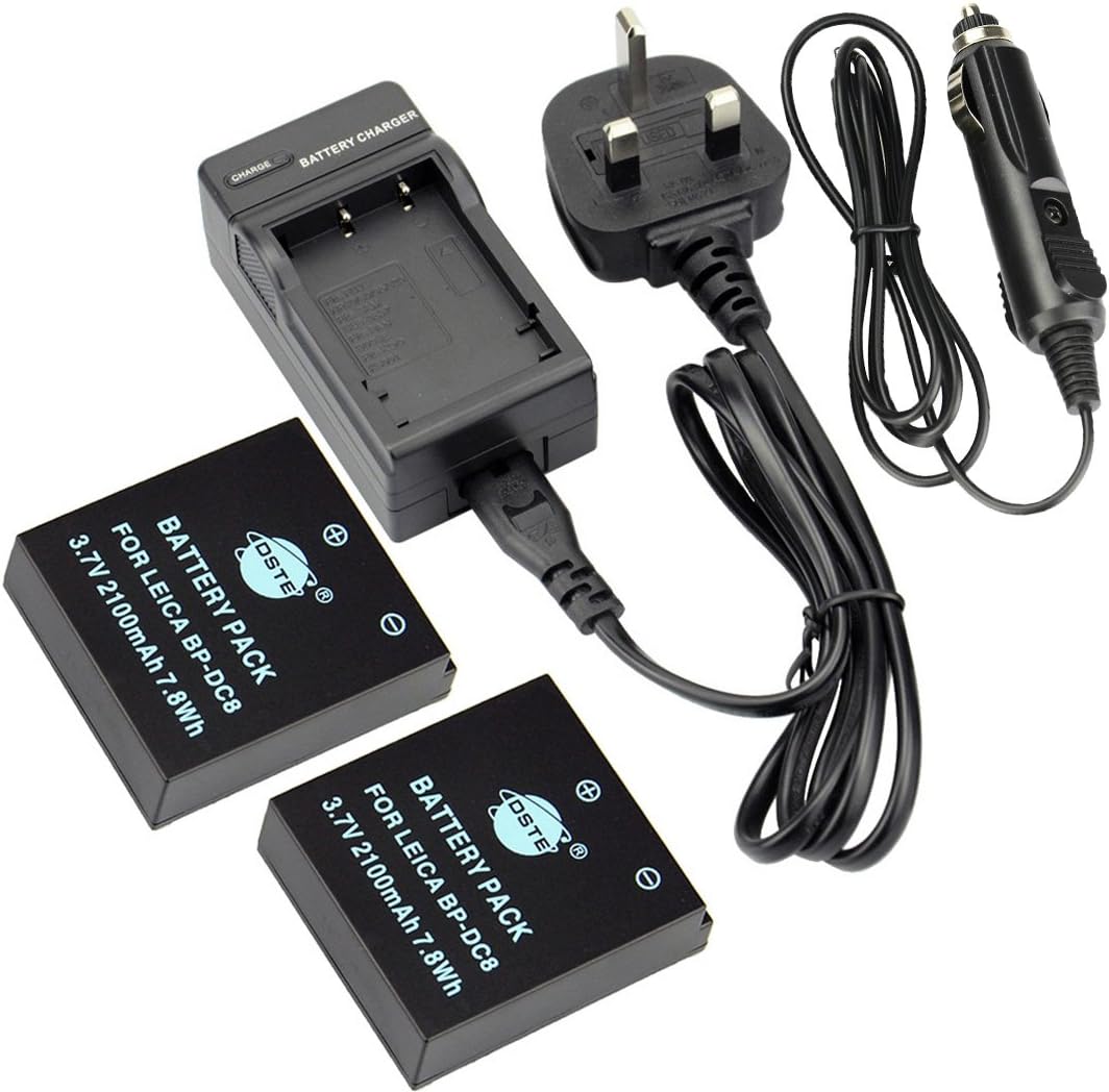 2x BP-DC8 Rechargeable Li-ion Battery + DC29U Travel and Car Charger Adapter for Leica X-Vario MINI-M X-typ113 X1 X2 Digital Camera as BP-DC08
