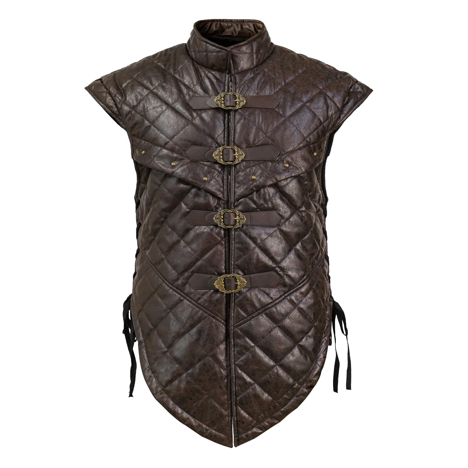 Hiifeuer Unisex Brown Medieval Suede Sleeveless Vest, Adjustable Buckle Renaissance Costume Tunic, Pirate Cosplay Knight Body Armor ( Xl)