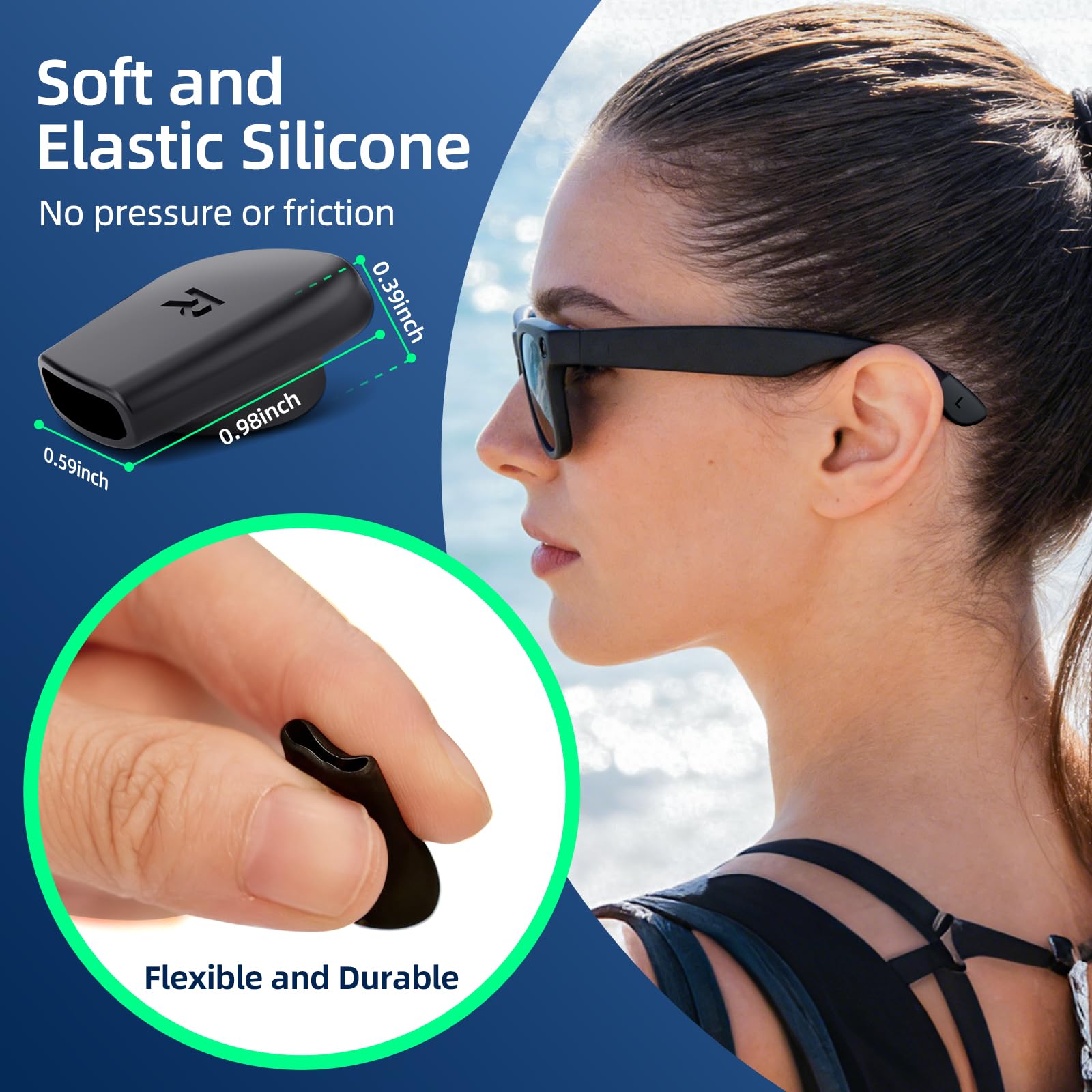 Agarre para gafas compatible con Ray Ban Meta (Gen 1 y 2) Wayfarer/Skyler/Headliner, almohadilla de silicona antideslizante para gafas inteligentes Meta AI, accesorios — view 2