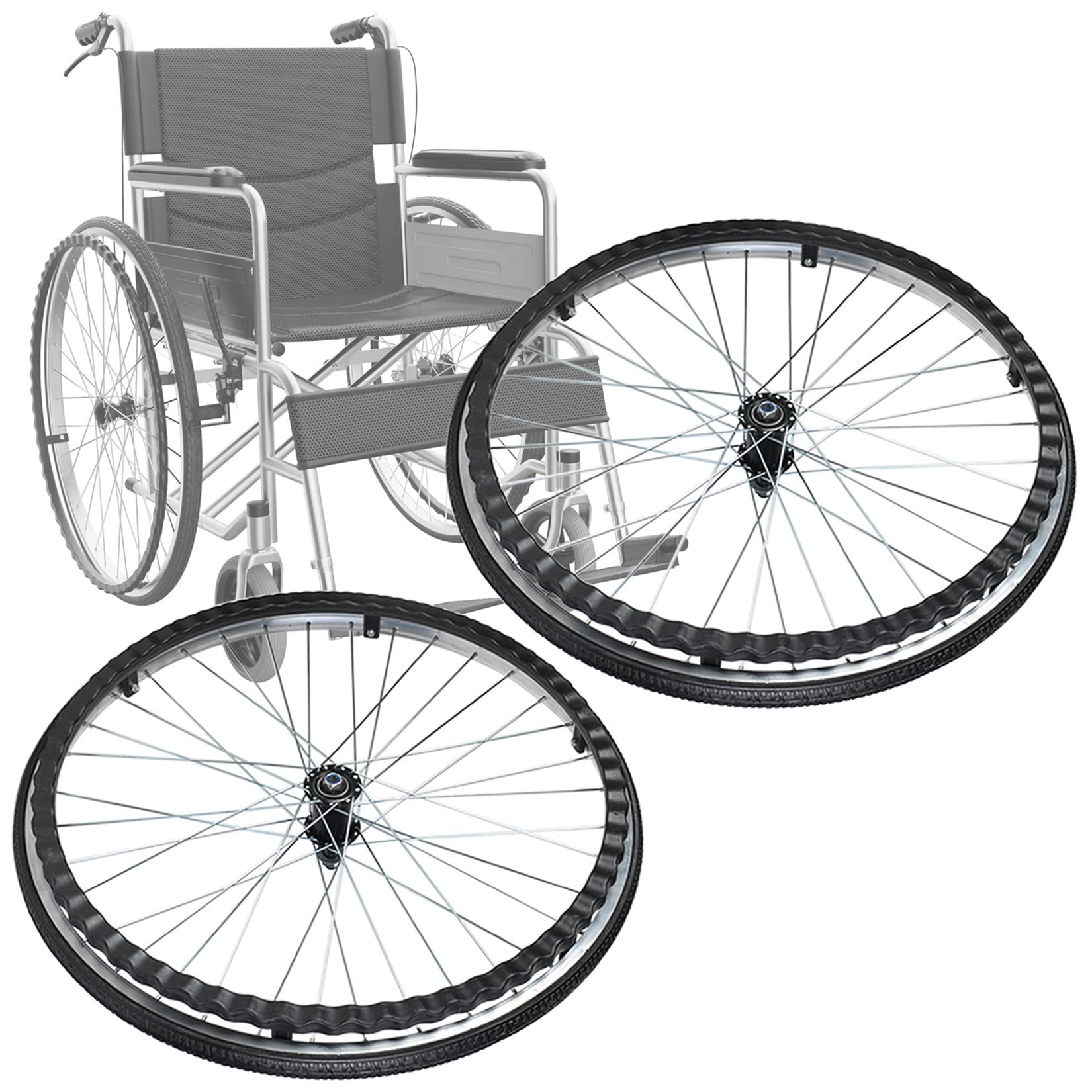 Ruedas de Repuesto para Silla de Ruedas 2 s, Ruedas traseras de 24 Pulgadas, Accesorios para neumáticos sólidos y