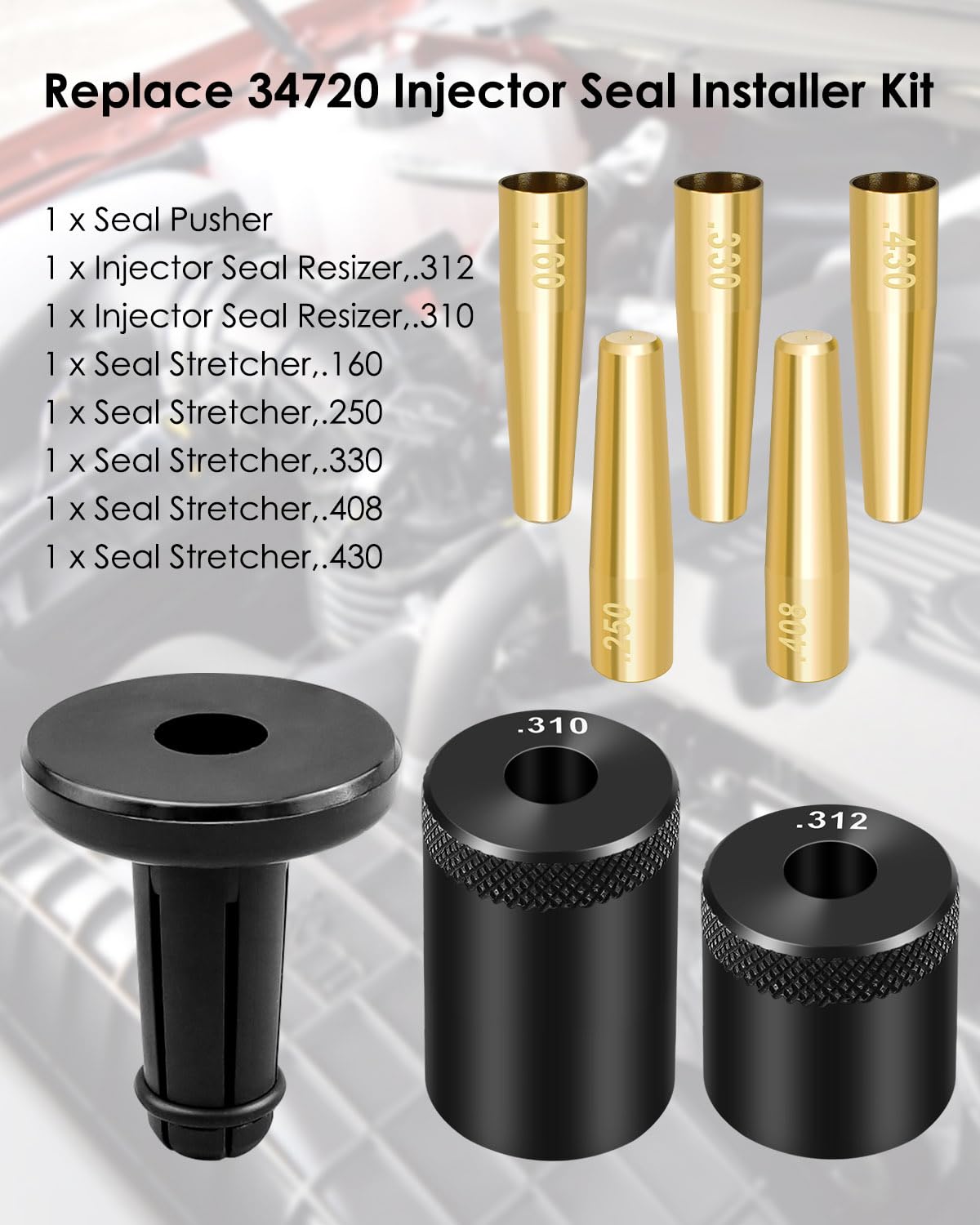 Kit d'installation de joint d'injecteur 8 pièces de rechange 34720, kit de joint d'injecteur compatible avec de nombreux moteurs Ford GM et Subaru pour remplacer les injecteurs de carburant simples et