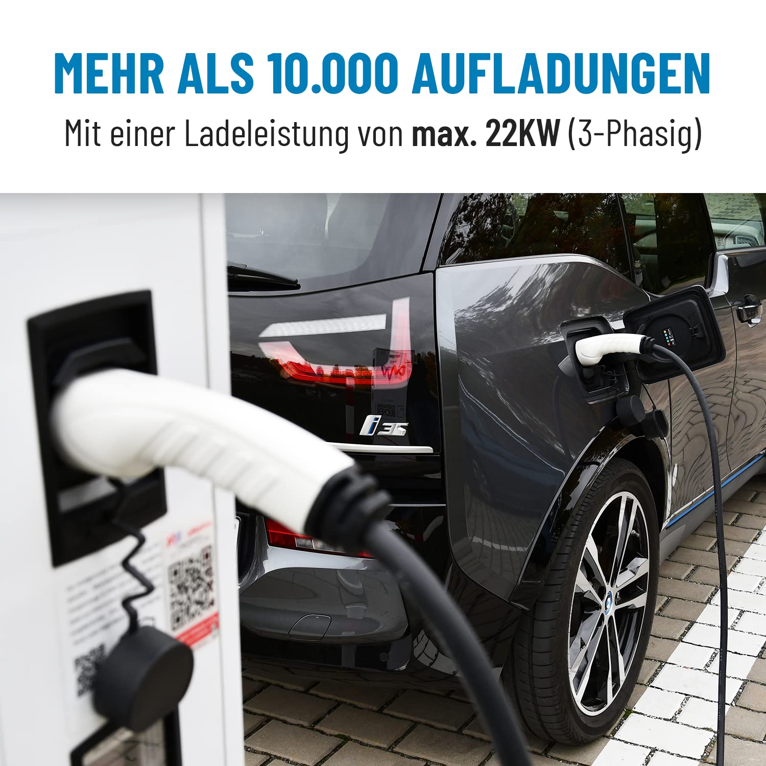 ABSINA Kabel do ładowania typu 2 22 kW i 32 A do samochodów hybrydowych i elektrycznych – 7,5 m kabel do ładowania typu 2 3-fazowy – tryb 3 kabel do ładowania – kompatybilny z modelem 3, e-Up, ID.3,