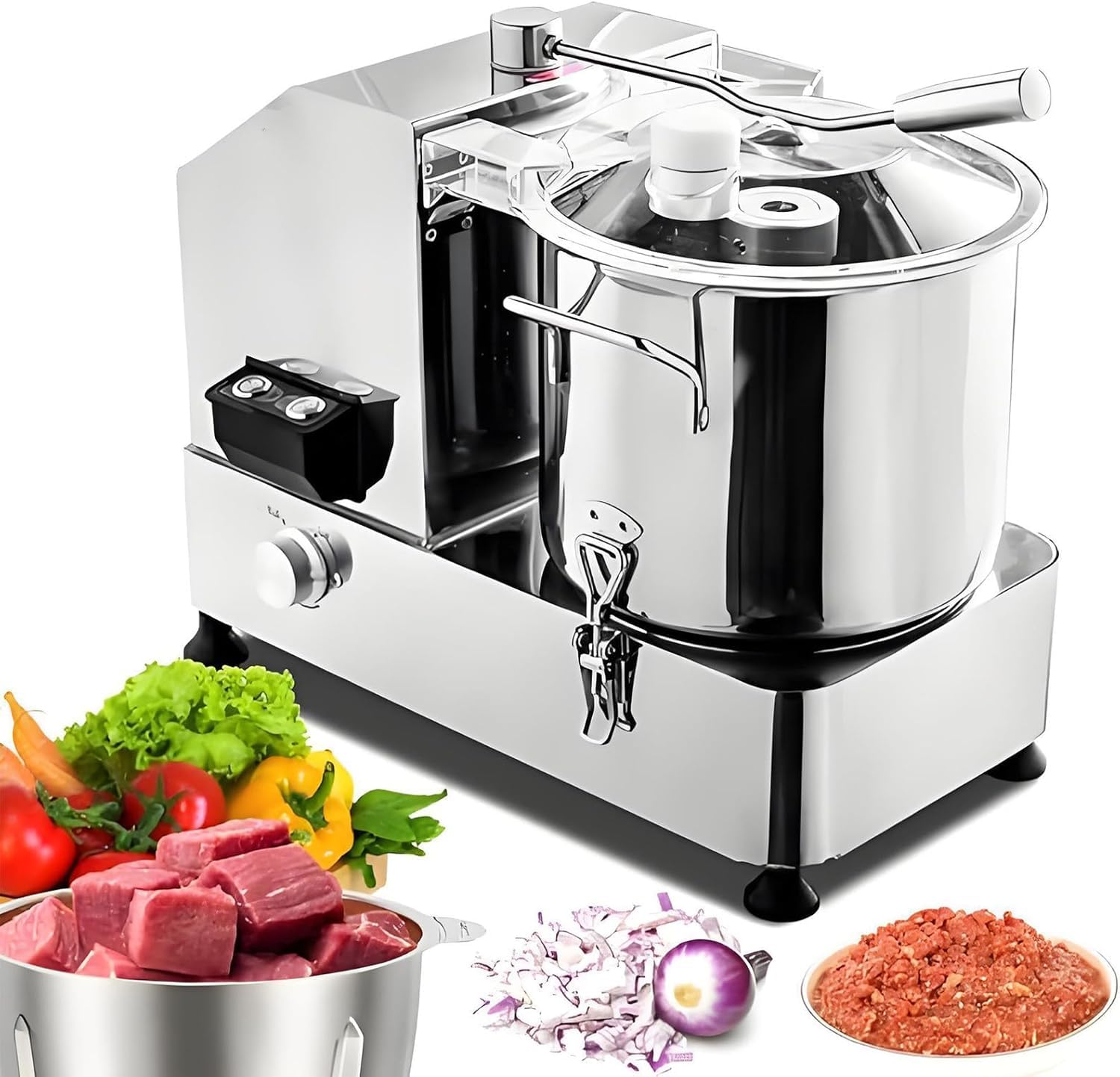 Hachoir réglable et coupe-légumes avec contrôle de vitesse pour une préparation rapide des repas – Outil de cuisine idéal pour une cuisson efficace