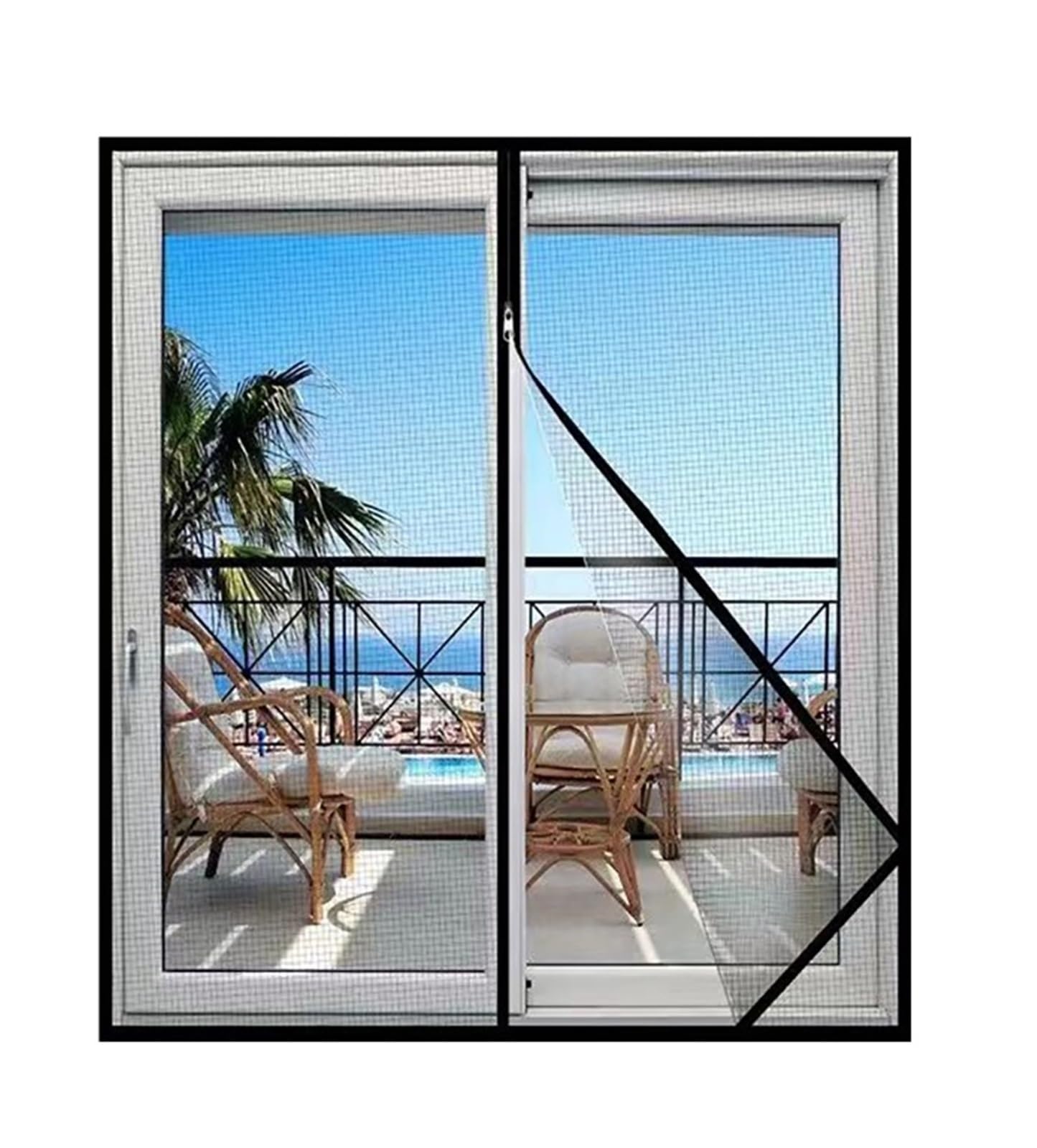 1pc Zipper Style Screen Mesh Self-Adhesive Window Curtain Mosquito Proof Door Installation(90heigh,160width)