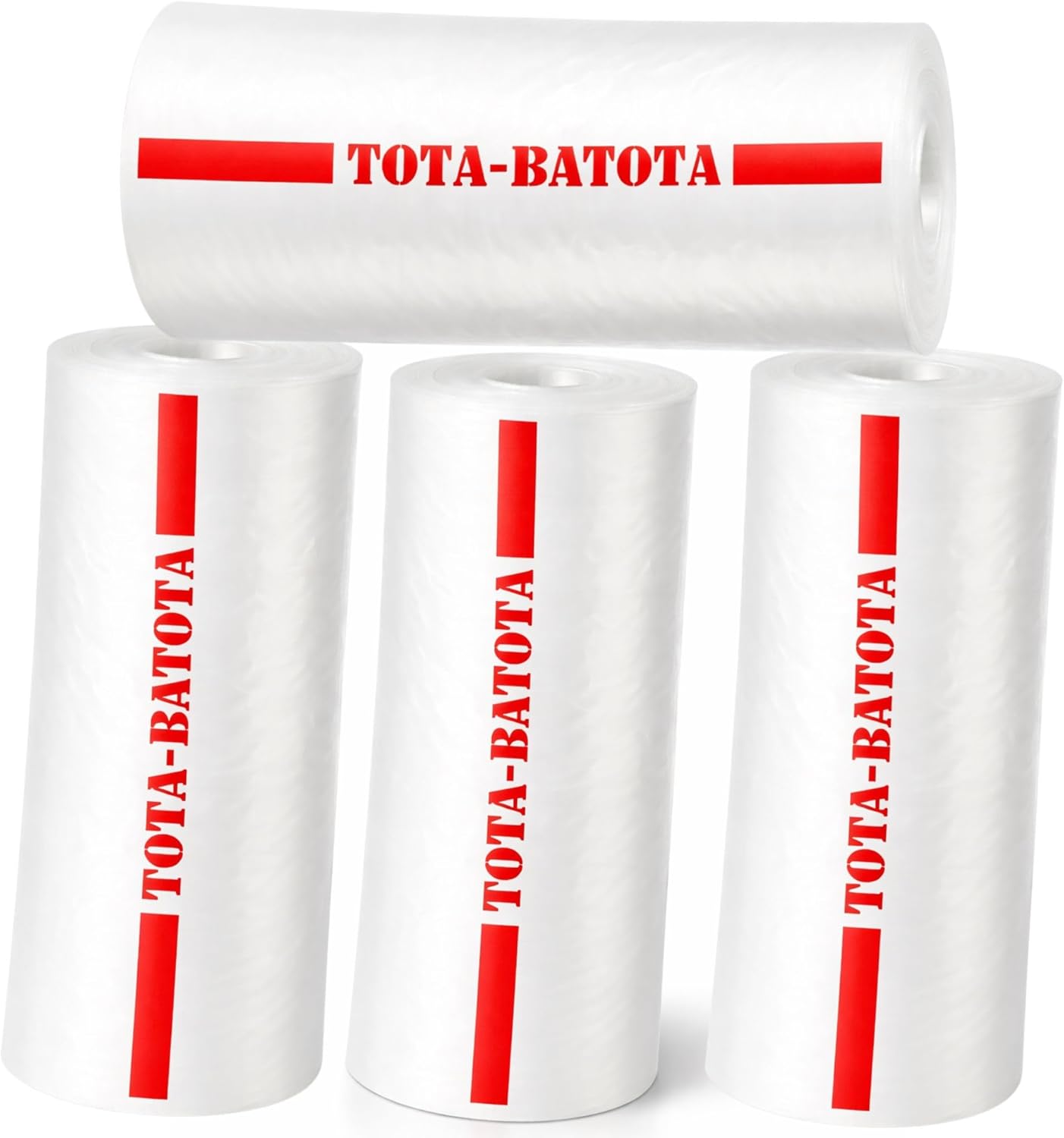 Plastic Produce Bags on Rolls – 2000 Count (4 Rolls), 10x15 in, Clear Food Storage Bags with Easy Tear Red Line, for Fruits, Vegetables, Meat, Freezer, Grocery & Commercial Use, TOTA-BATOTA