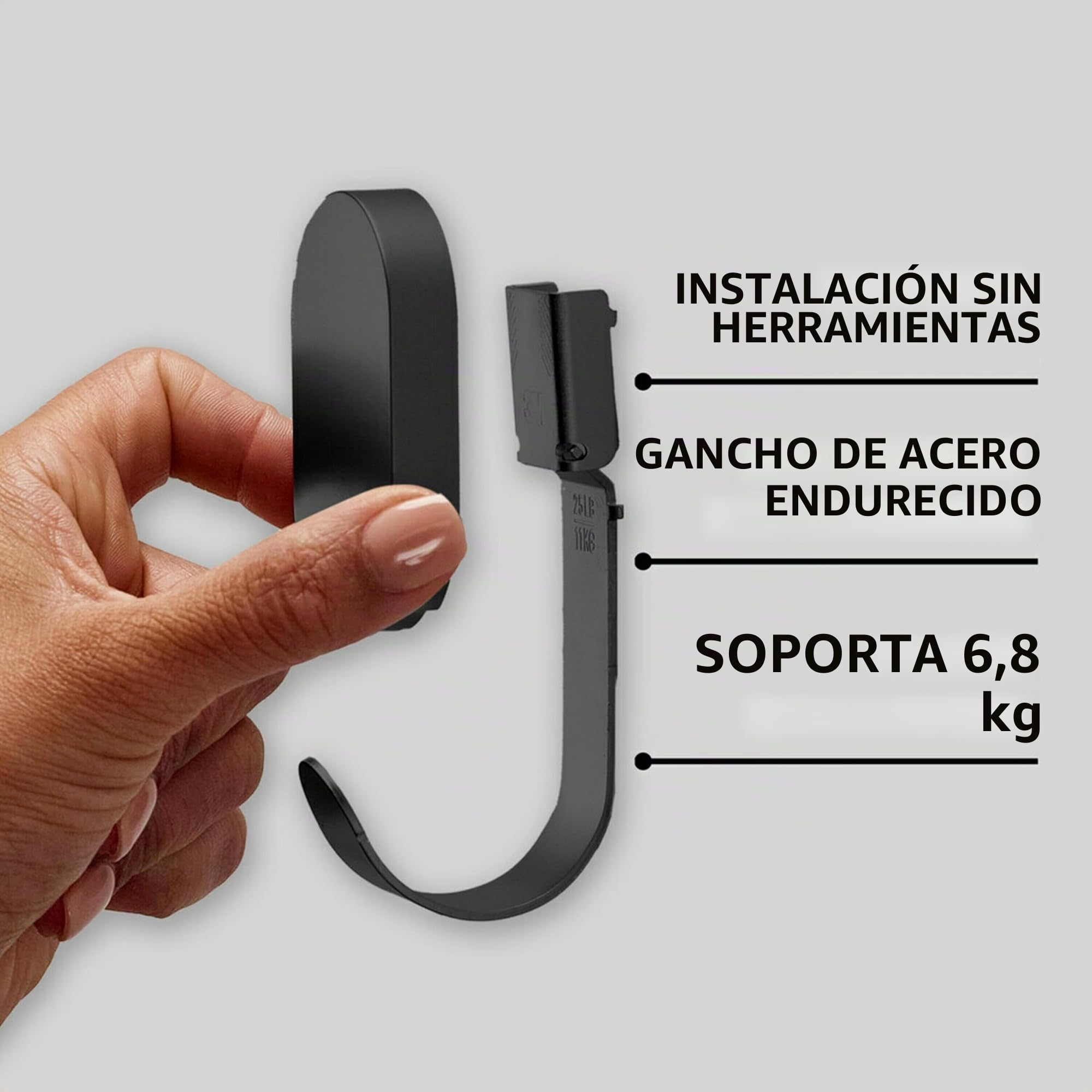 3M Claw (TM) 25 libras. 2 ganchos negros para paneles de yeso y 2 ganchos para fotos, solución pesada para colgar mochilas, chaquetas, fotos y decoración del hogar, paquete de 4