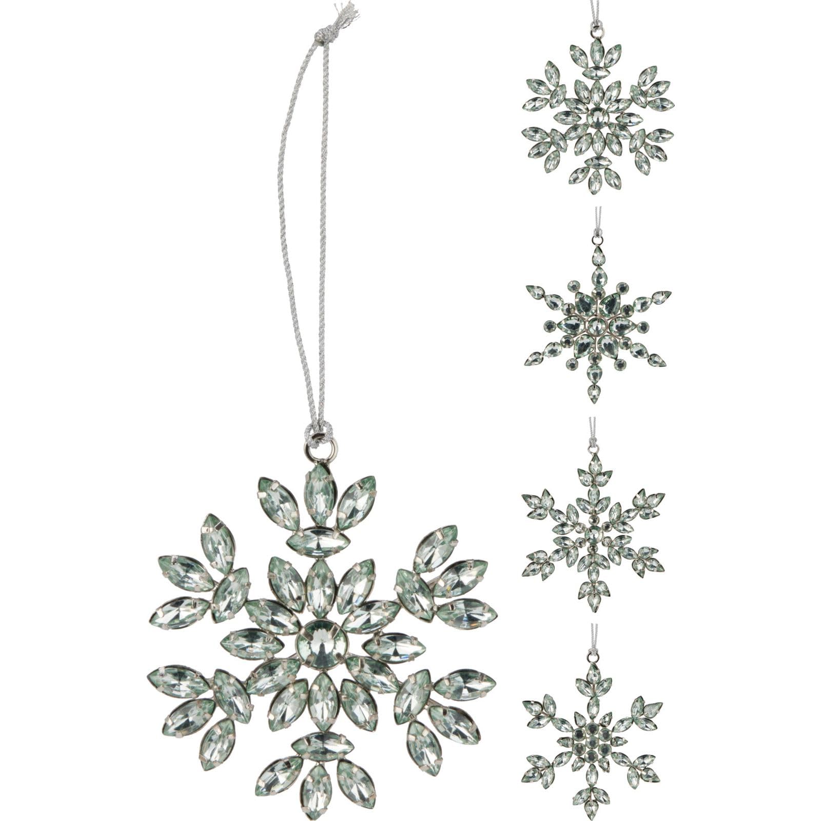 Silver Snowflake Christmas Tree Bauble | Rhinestone Christmas Tree Ornament | Snowflake Hanging Decoration - 10 cm ~ Design Varies