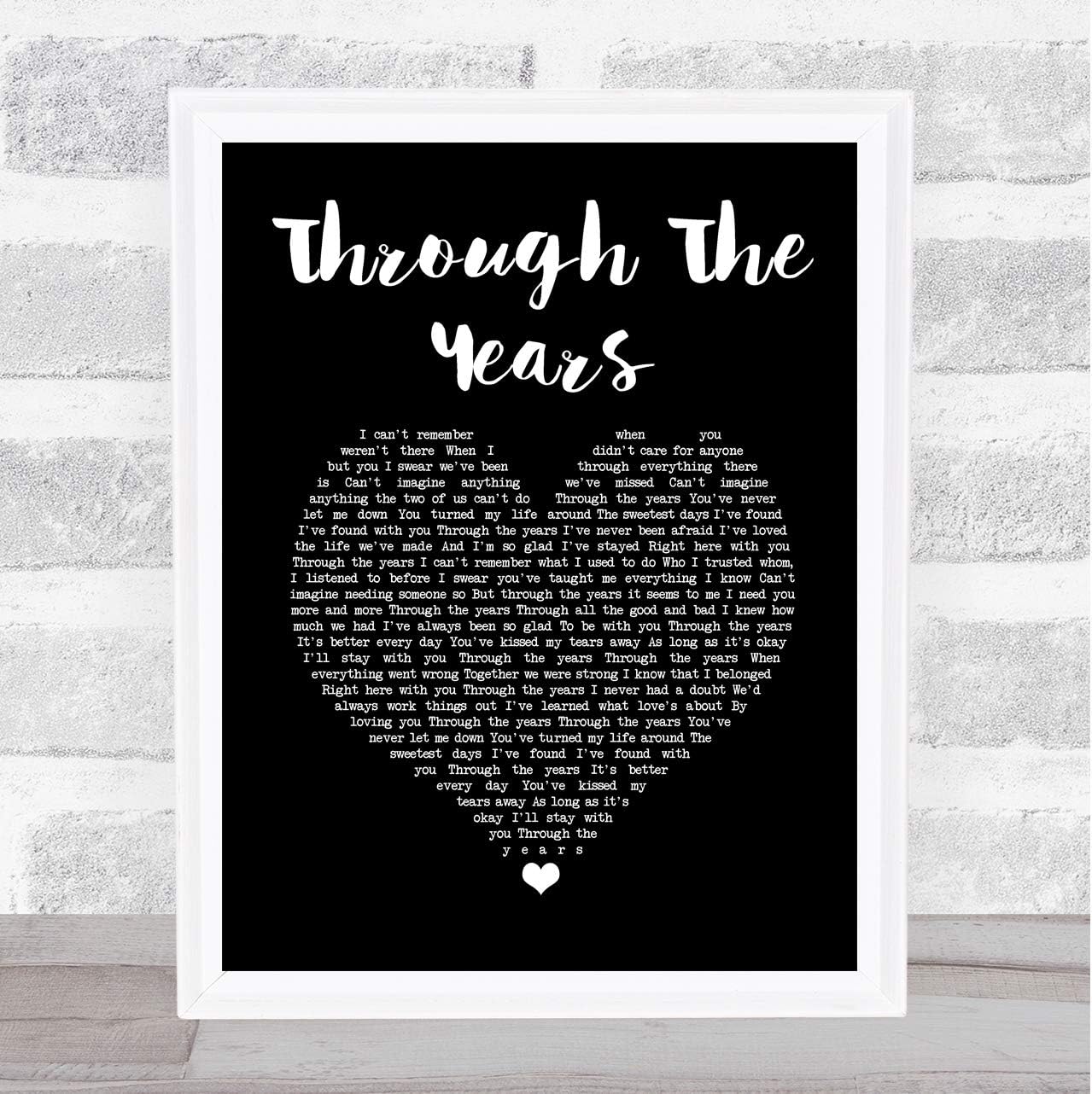 Through The Years Black Heart Song Lyric Black Heart Poster Art Print Home & Kitchen