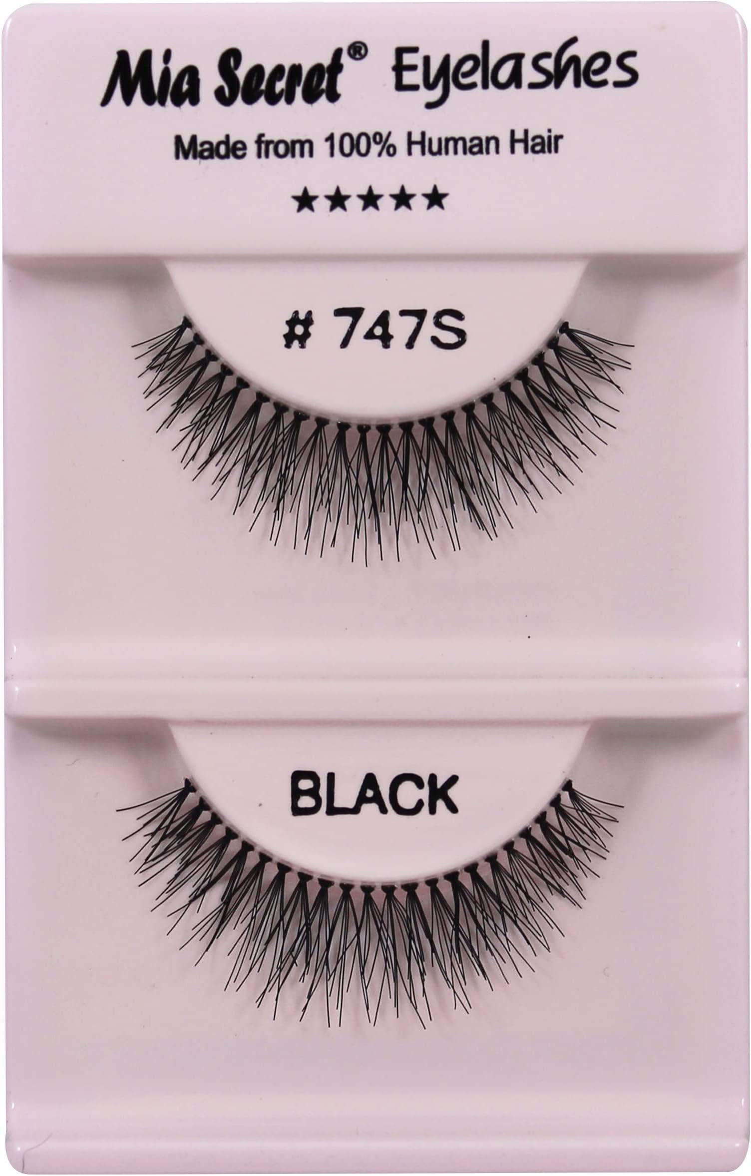 Mia Secret Luxo 747 Regular Lashes - Clear Band Dolly False Eyelash - Natural-Looking Wispy Strip Lashes - Invisible Band - Lightweight Real Hair and Reusable Criss - 4 Pack (S)