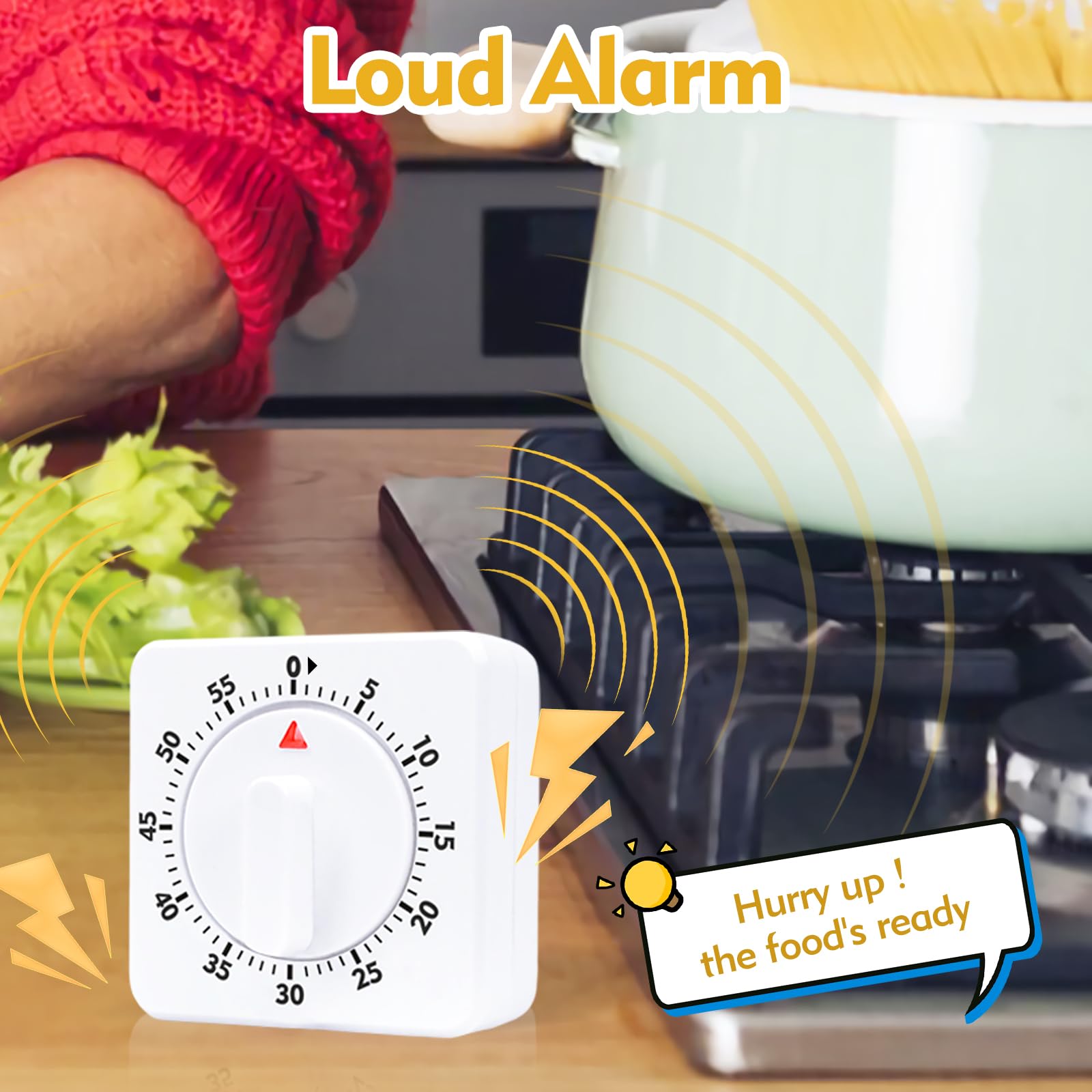 Hnnyyie 60-Minite Kitchen Timer with Loud Alarm Cooking Timer No Batteries Required Kitchen Timers for Cooking Studying