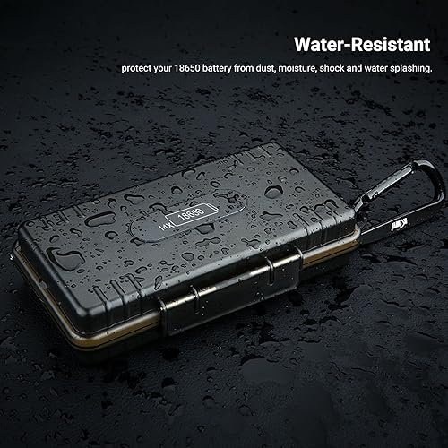 Miniatura 6 de Funda de batería 18650 de 14 ranuras con mosquetón, resistente al agua y a prueba de golpes para batería de 14 x 18650, caja organizadora de